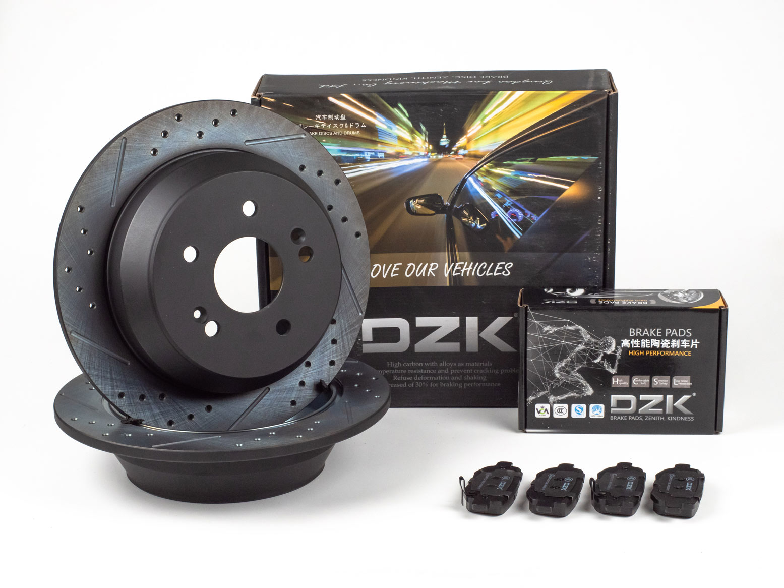 Комплект задних тормозных дисков и колодок DZK для CHERY TIGGO 4 FWD 2.0 122 л.с. мех. ручник