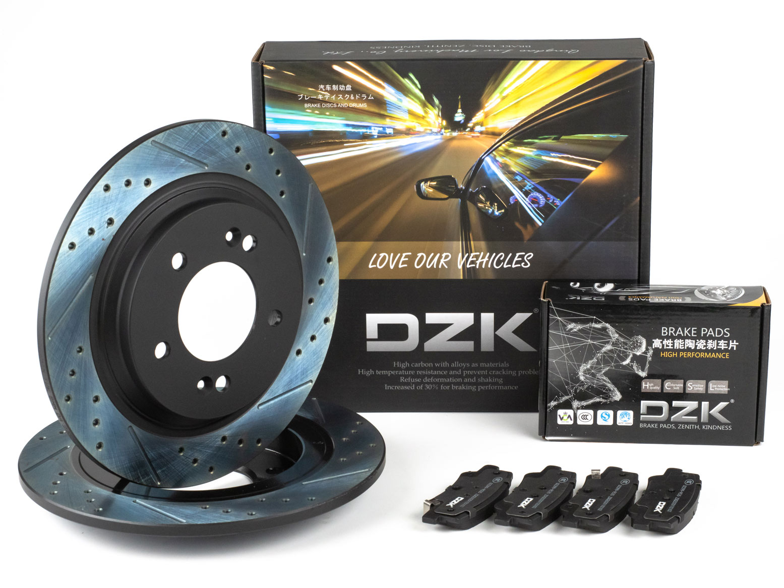 Комплект задних тормозных дисков и колодок DZK для KIA K5 GEN 3 2019 - н.в. 2.0 AT8 160 FWD