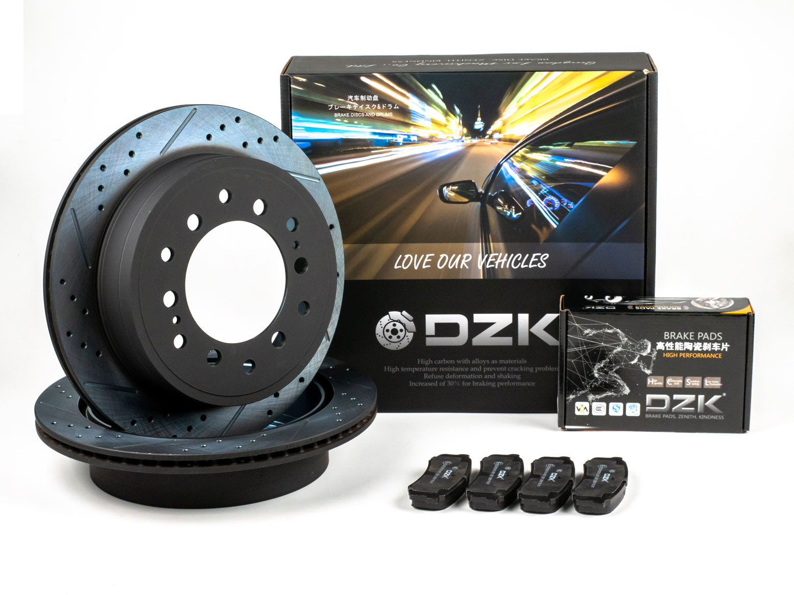 Комплект задних тормозных дисков и колодок DZK для TOYOTA LAND CRUISER PRADO GEN 4 2009-2022 (J150)