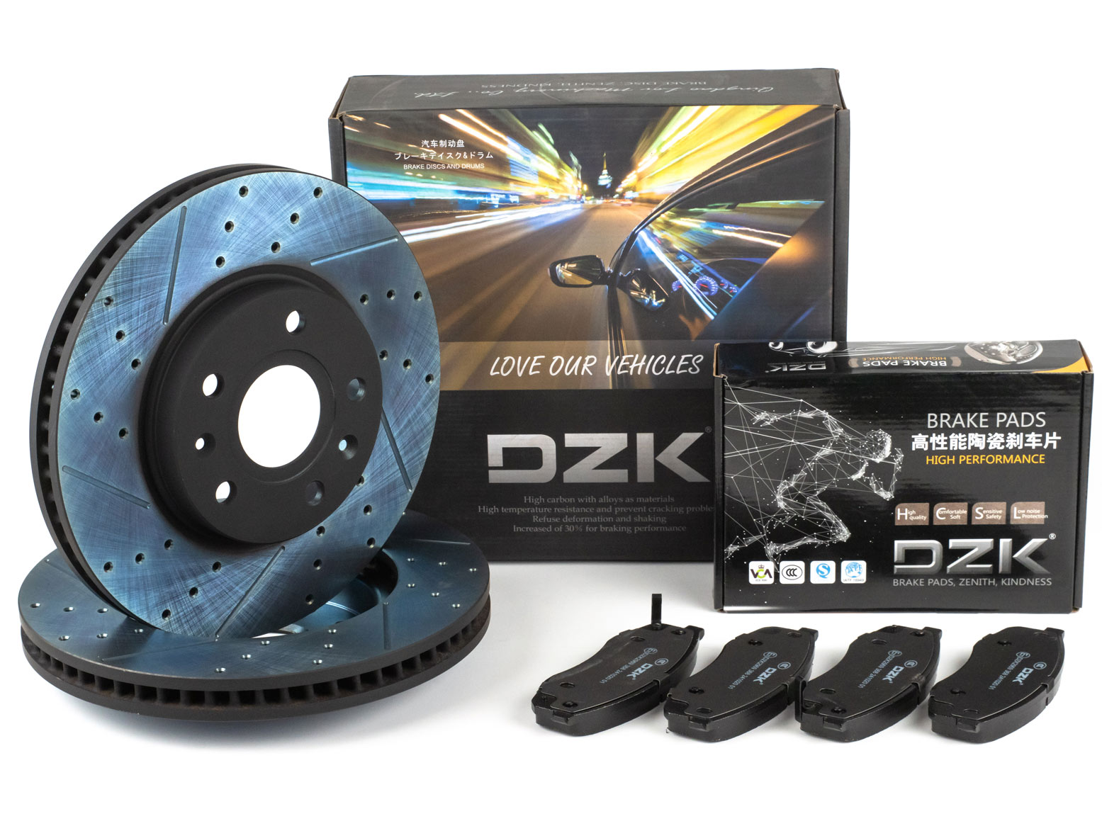 Комплект передних тормозных дисков и колодок DZK для Changan UNI-T GEN 1 2020 - н.в. 1.5 АМТ7 167 FWD