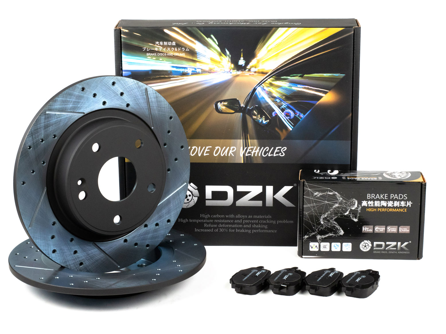 Комплект задних тормозных дисков и колодок DZK для Changan Lamore GEN 1 2023 - н.в. 1.5 AMT7 181 FWD