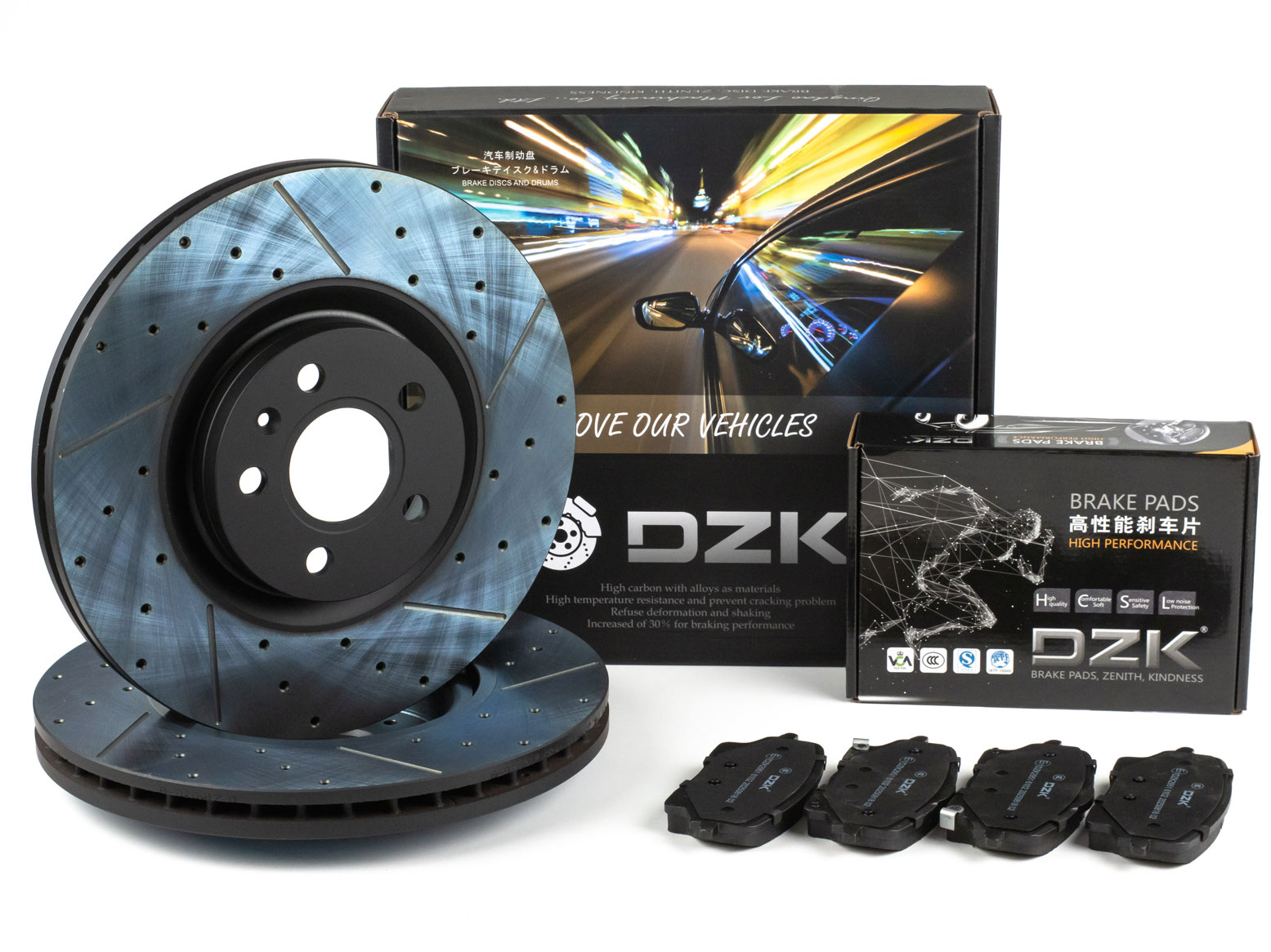 Комплект передних тормозных дисков и колодок DZK для GELLY ATLAS II GEN 2 2023-2025 2.0