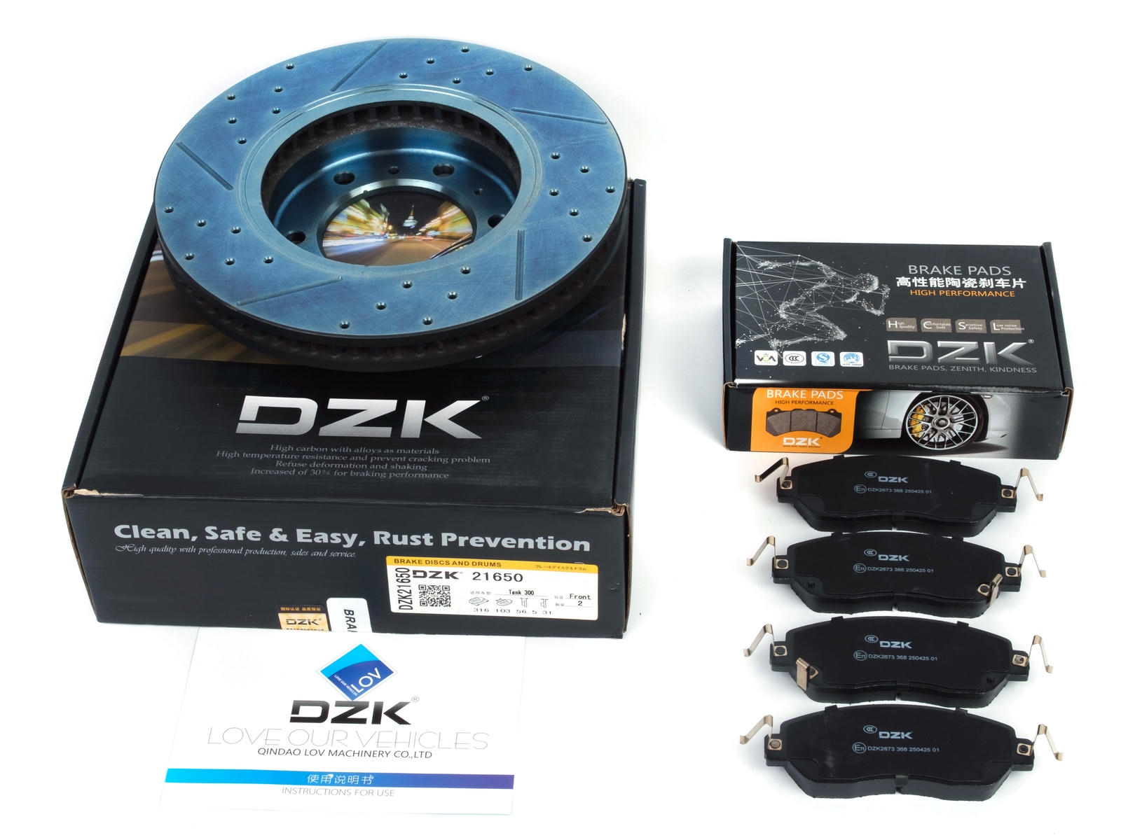 Комплект передних тормозных дисков и колодок DZK для GWM POER GEN 1 2019 -н.в. 2.0 AT8 218 4WD