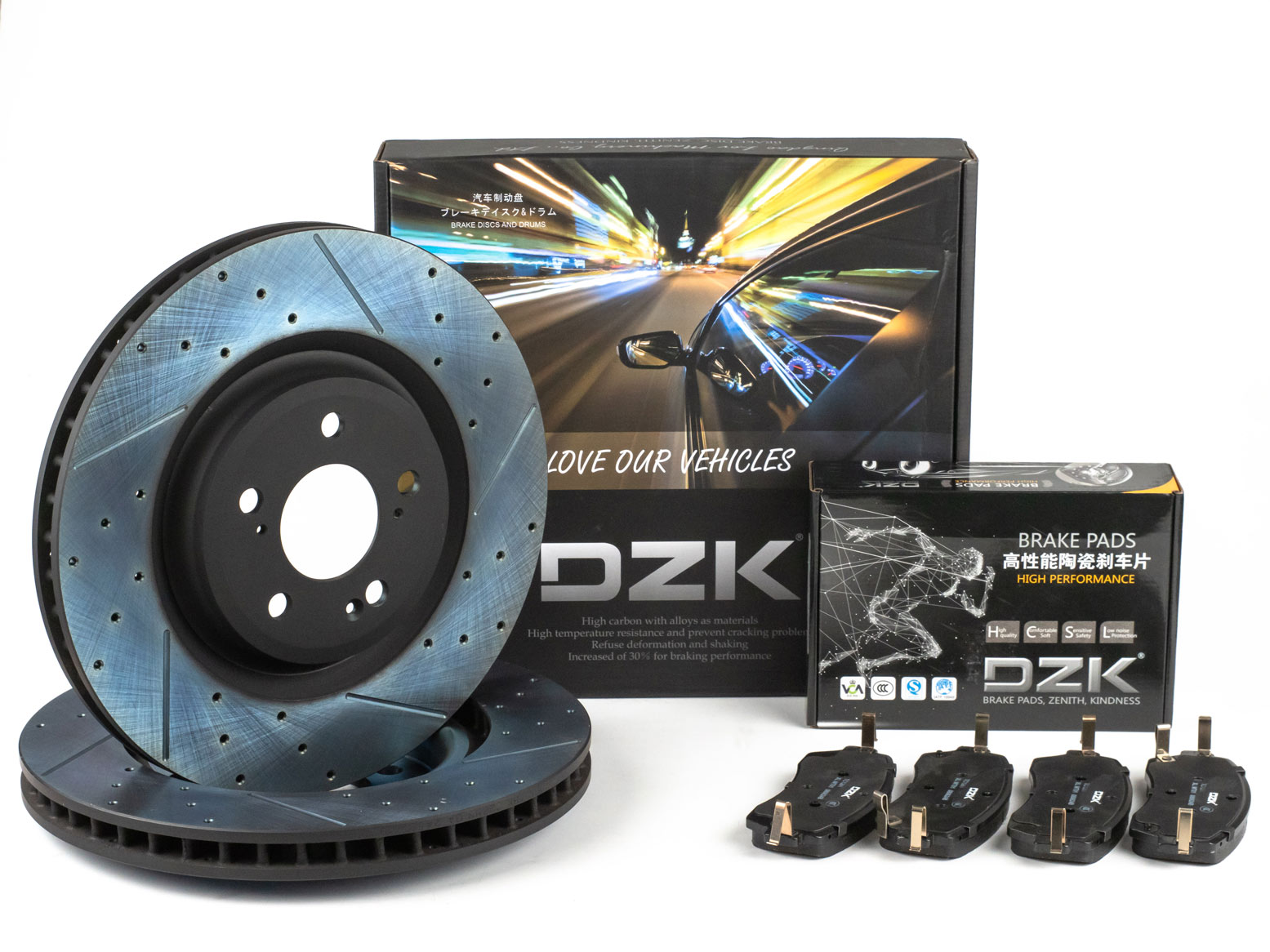 Комплект передних тормозных дисков и колодок DZK для WEY Coffee 01 GEN 1 2021-н.в. 2.0 Hybrid AMT9 476 AWD