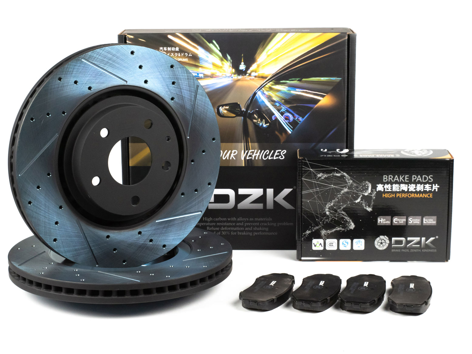 Комплект передних тормозных дисков и колодок DZK для Mazda CX-5 GEN 2 2016 - 2026 2.5