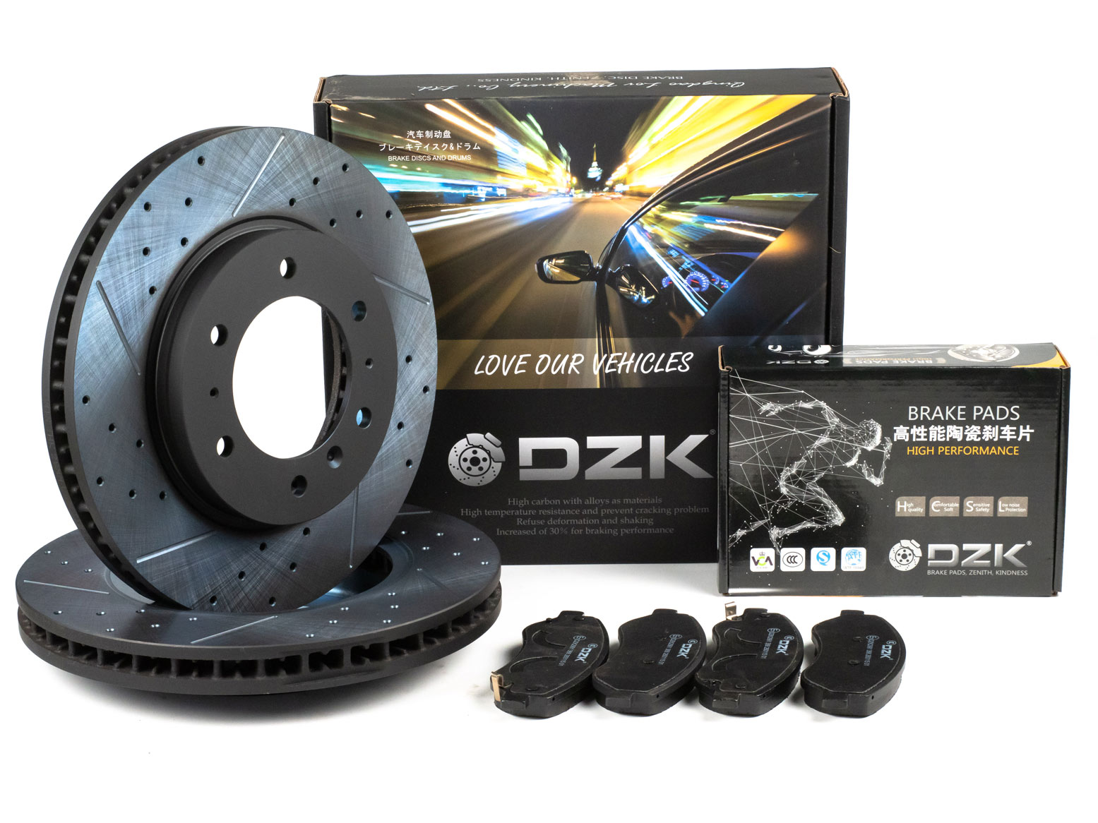 Комплект передних тормозных дисков и колодок DZK для HAVAL H5 GEN 2 2023-н.в. 2.0T AT8 200 AWD