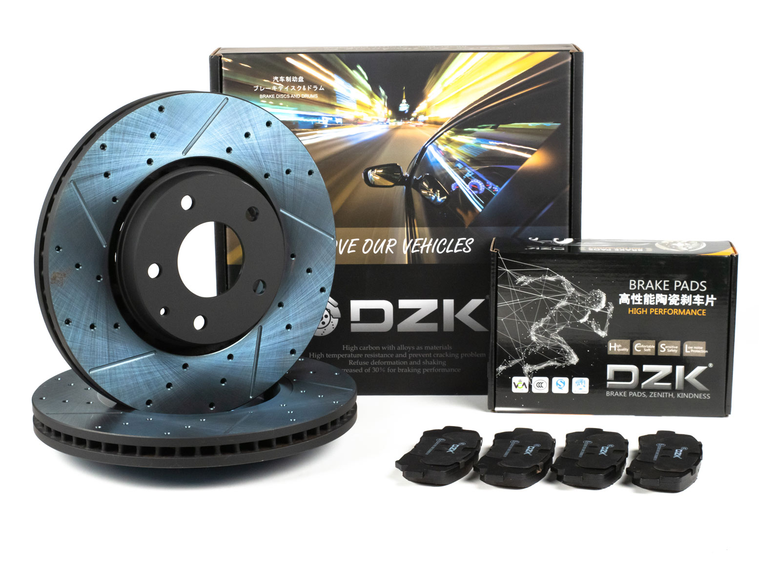 Комплект передних тормозных дисков и колодок DZK для Mazda CX-5 GEN 2 2016 - 2026 2.0
