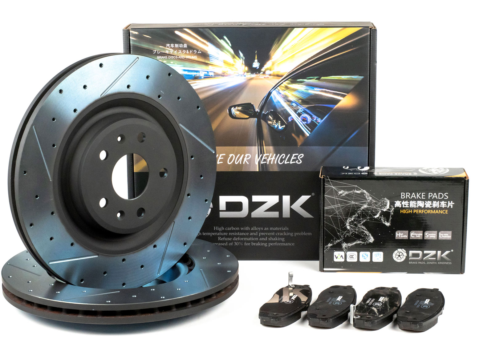 Комплект передних тормозных дисков и колодок DZK для AITO M5 GEN 1 2022 - н.в.