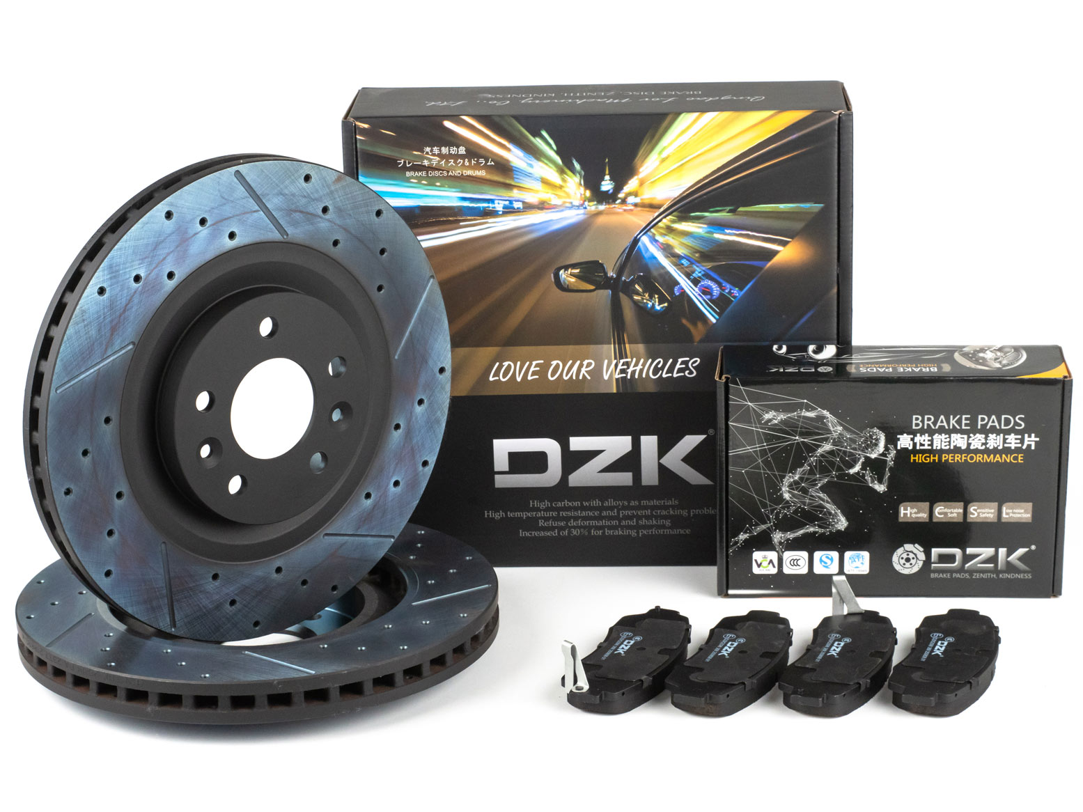 Комплект передних тормозных дисков и колодок DZK для EXEED TXL GEN 1 REST 1 2021-н.в. 2.0 AMT7 197 AWD