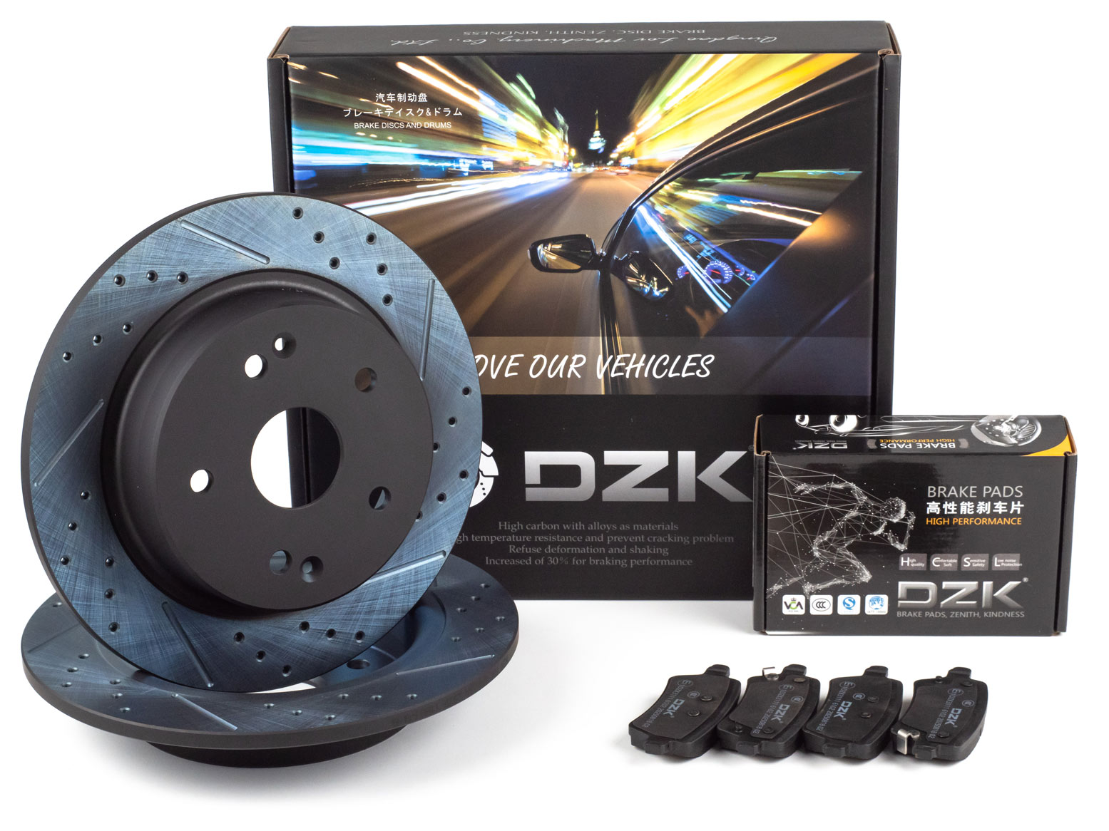 Комплект задних тормозных дисков и колодок DZK для GEELY COOLRAY NEW GEN 1 2023 - н.в. 1.5 AMT7 174 FWD