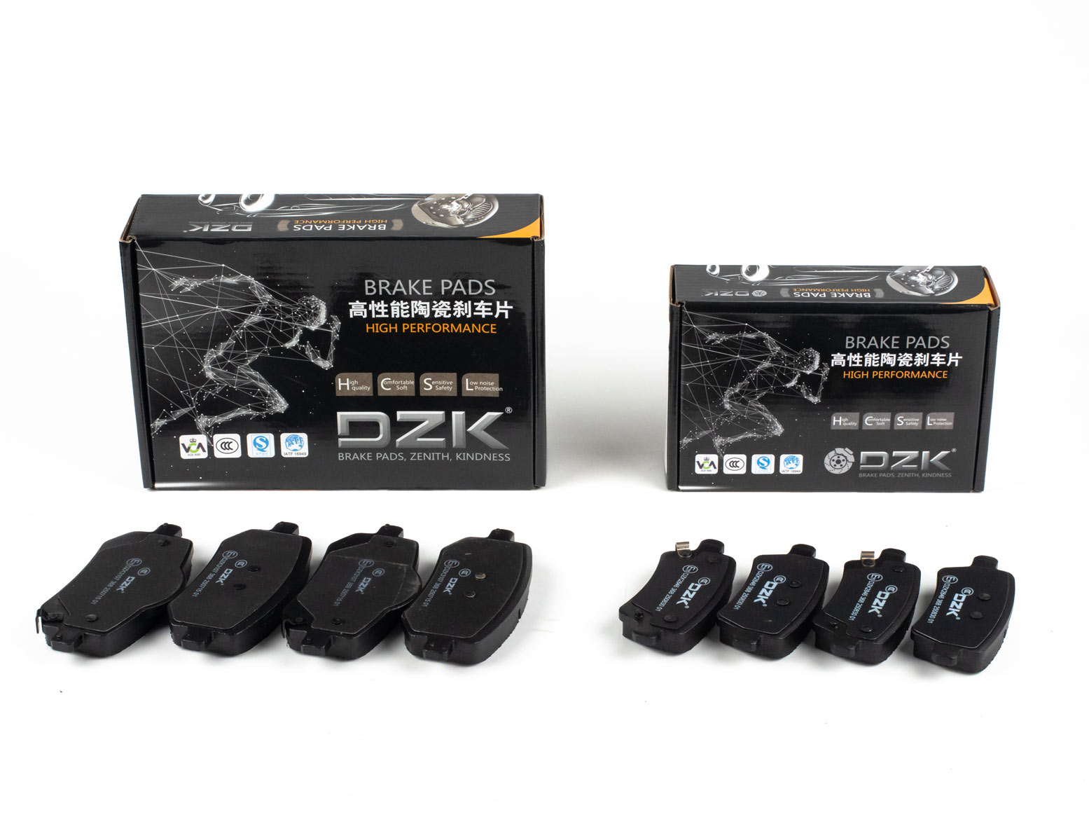 Комплект передних и задних тормозных колодок DZK для Chery Arizzo 8 GEN 1 2022-н.в. 1.6 AMT7 186 FWD