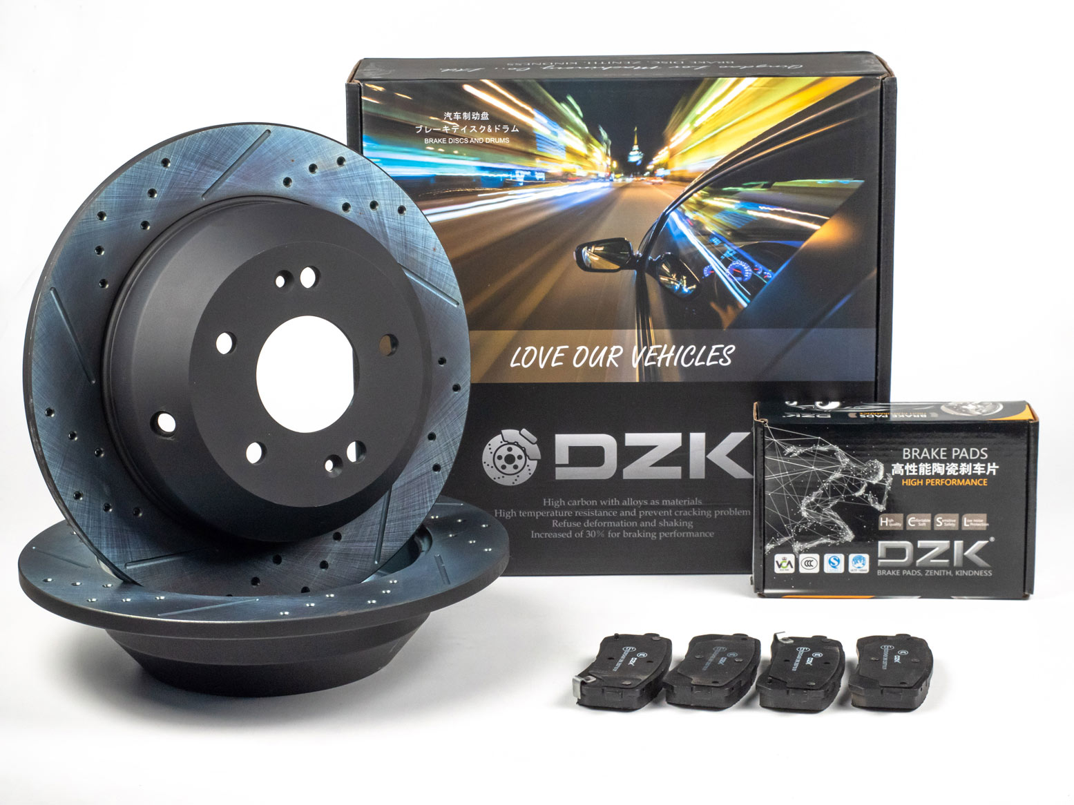 Комплект задних тормозных дисков и колодок DZK для KIA SORENTO PRIME GEN 3 2014 - 2020