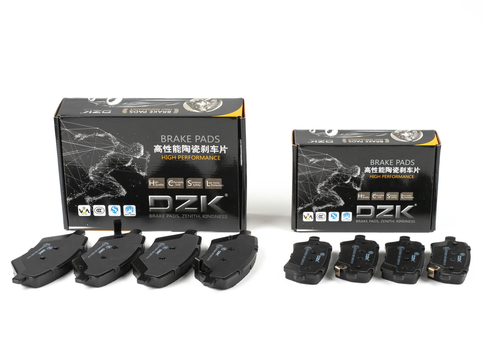 Комплект передних и задних тормозных колодок DZK для CHERY TIGGO 4 CVT 2.0 122 л.с. эл. ручник