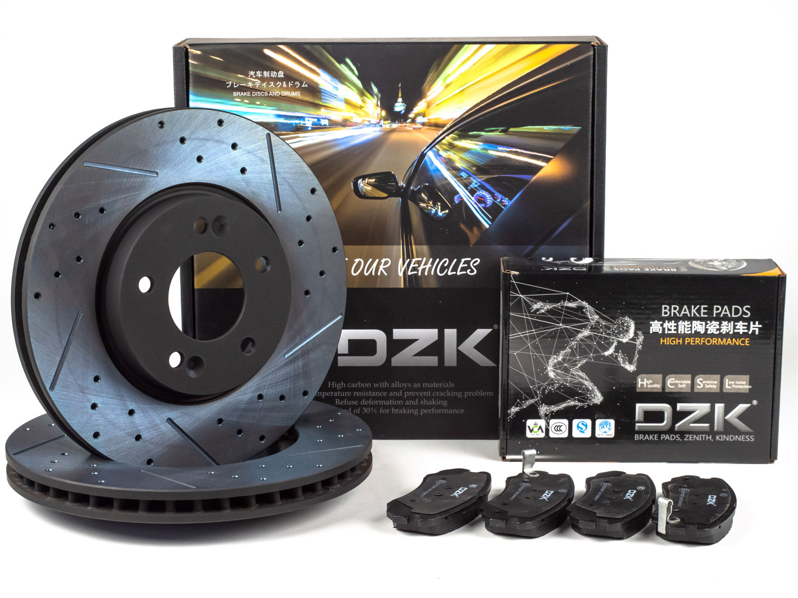 Комплект передних тормозных дисков и колодок DZK для Changan CS35 PLUS GEN 1 REST 1 2021 – 2026