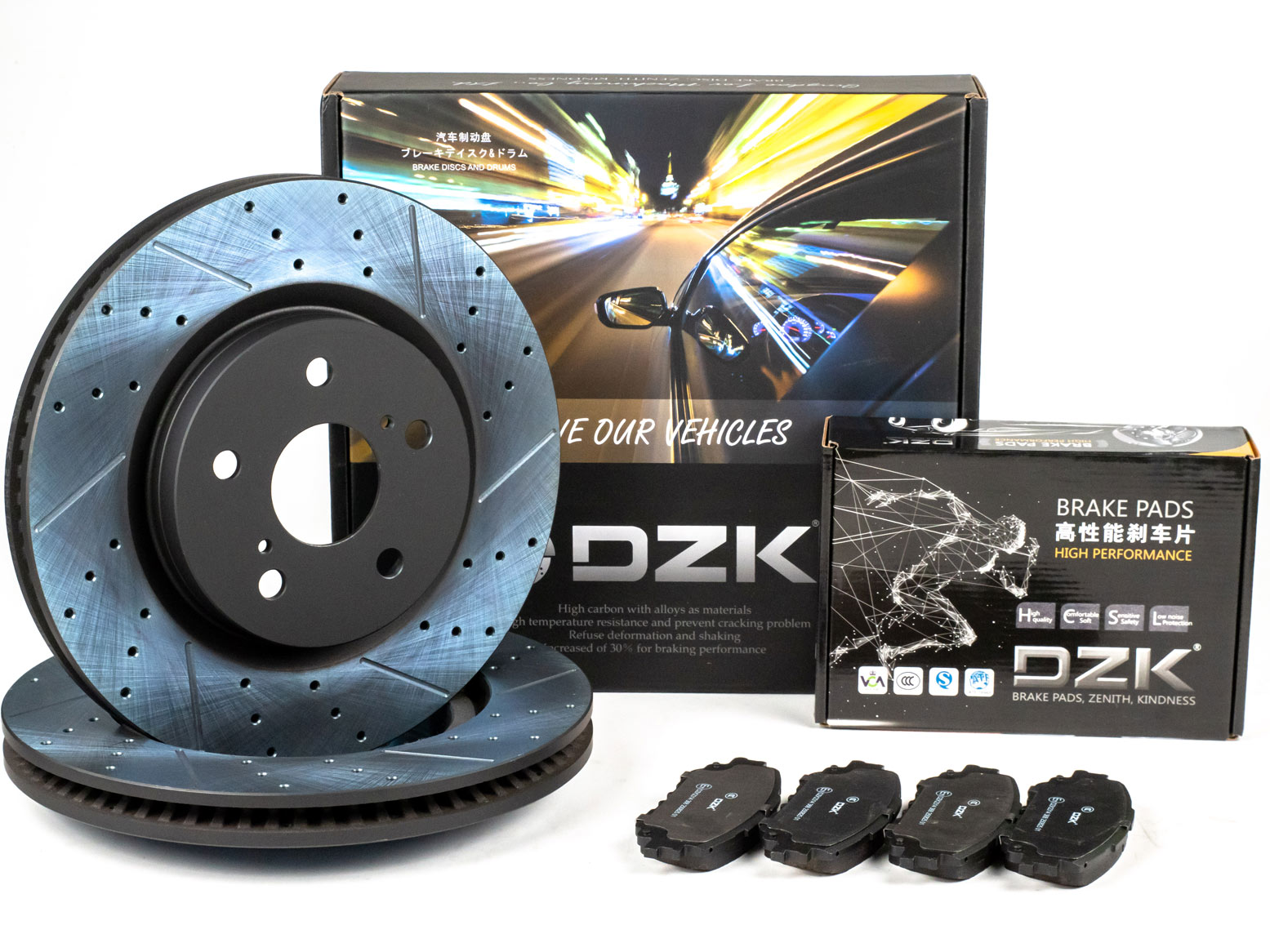 Комплект передних тормозных дисков и колодок DZK для TOYOTA CAMRY XV70