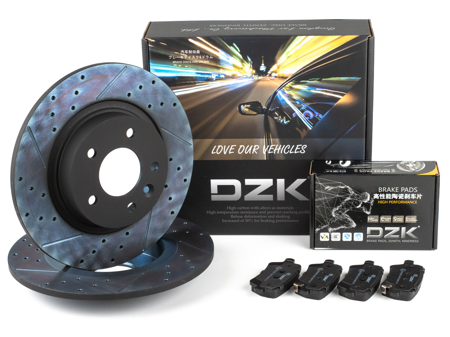 Комплект задних тормозных дисков и колодок DZK для EXEED TXL GEN 1 REST 1 2021-н.в. 2.0 AMT7 197 AWD