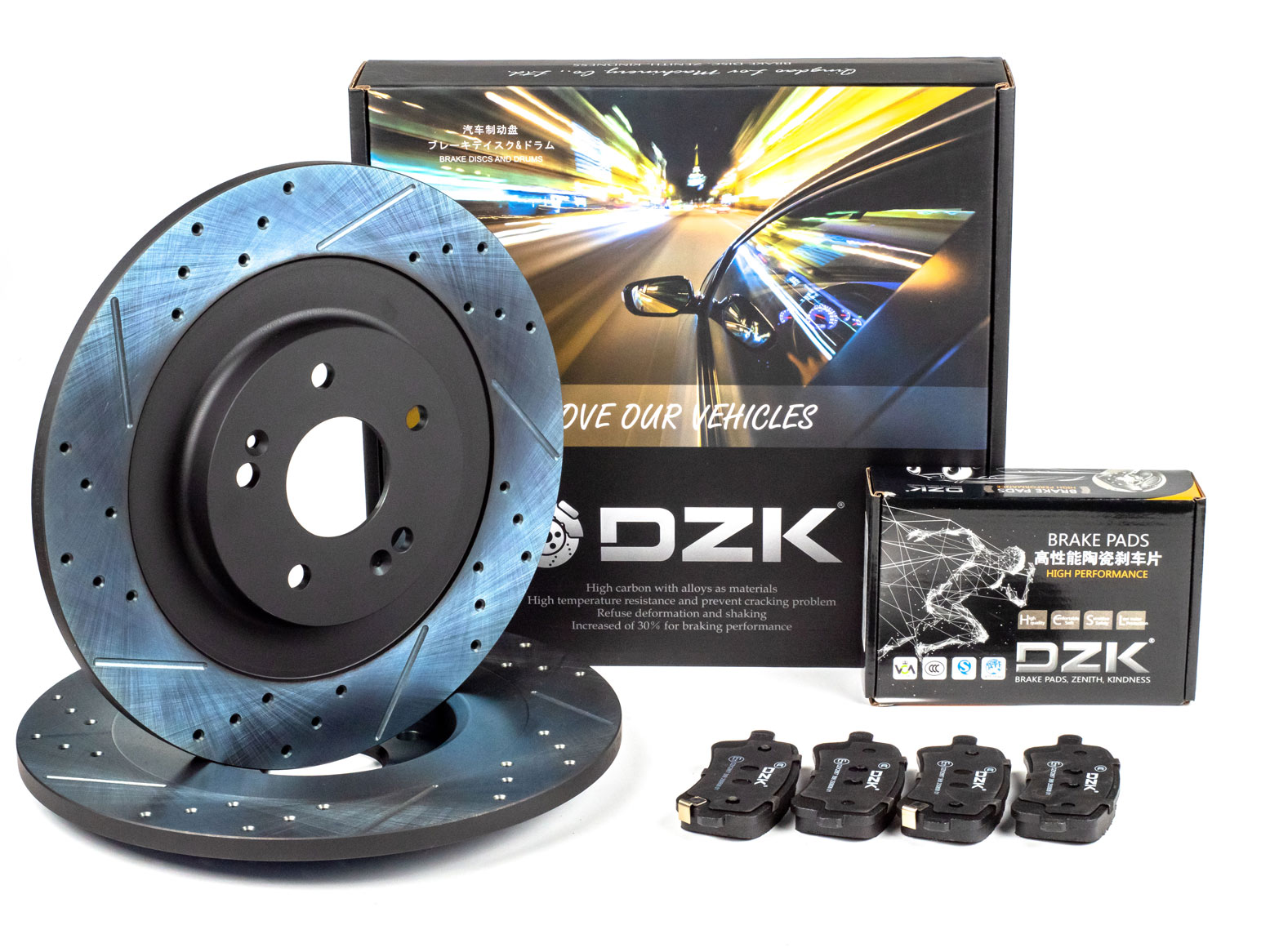Комплект задних тормозных дисков и колодок DZK для JETOUR DASHING SPORT GEN 1 2022-н.в. 1.6T AT8 186 AWD