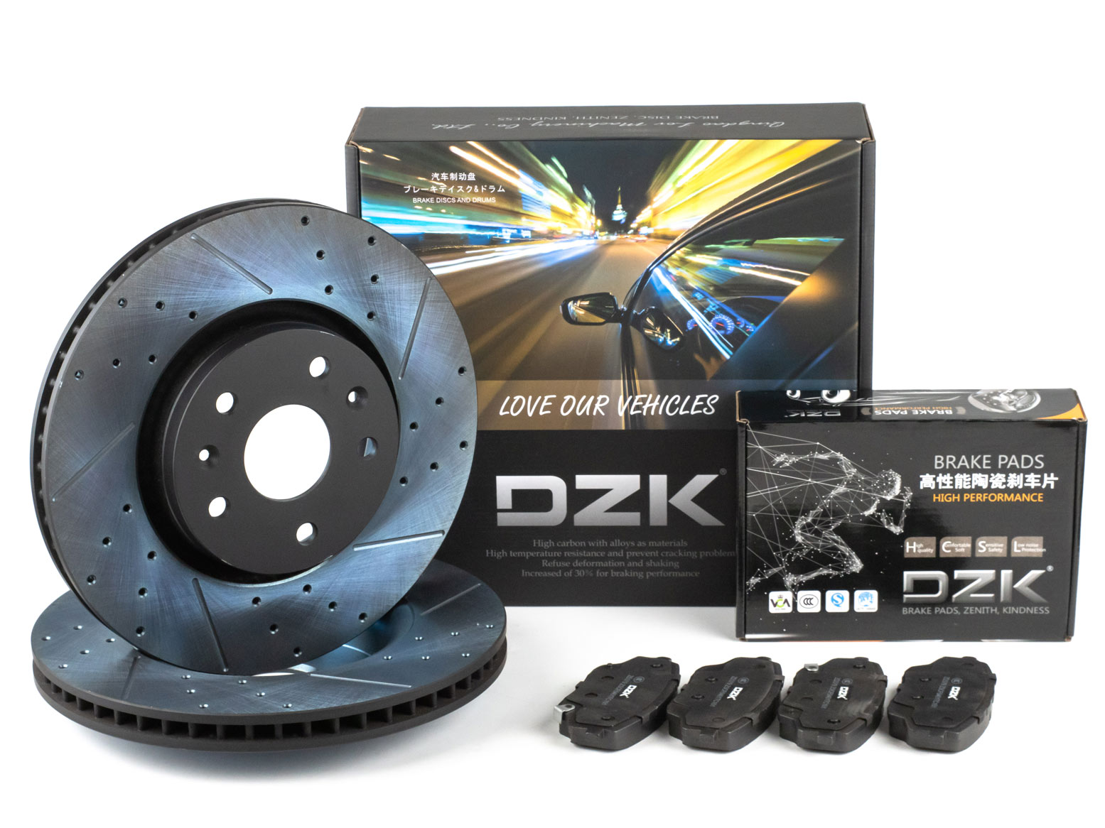 Комплект передних тормозных дисков и колодок DZK для Changan UNI-S (CS55 Plus) GEN 1 2024 - н.в. 1.5 АМТ7 181 FWD