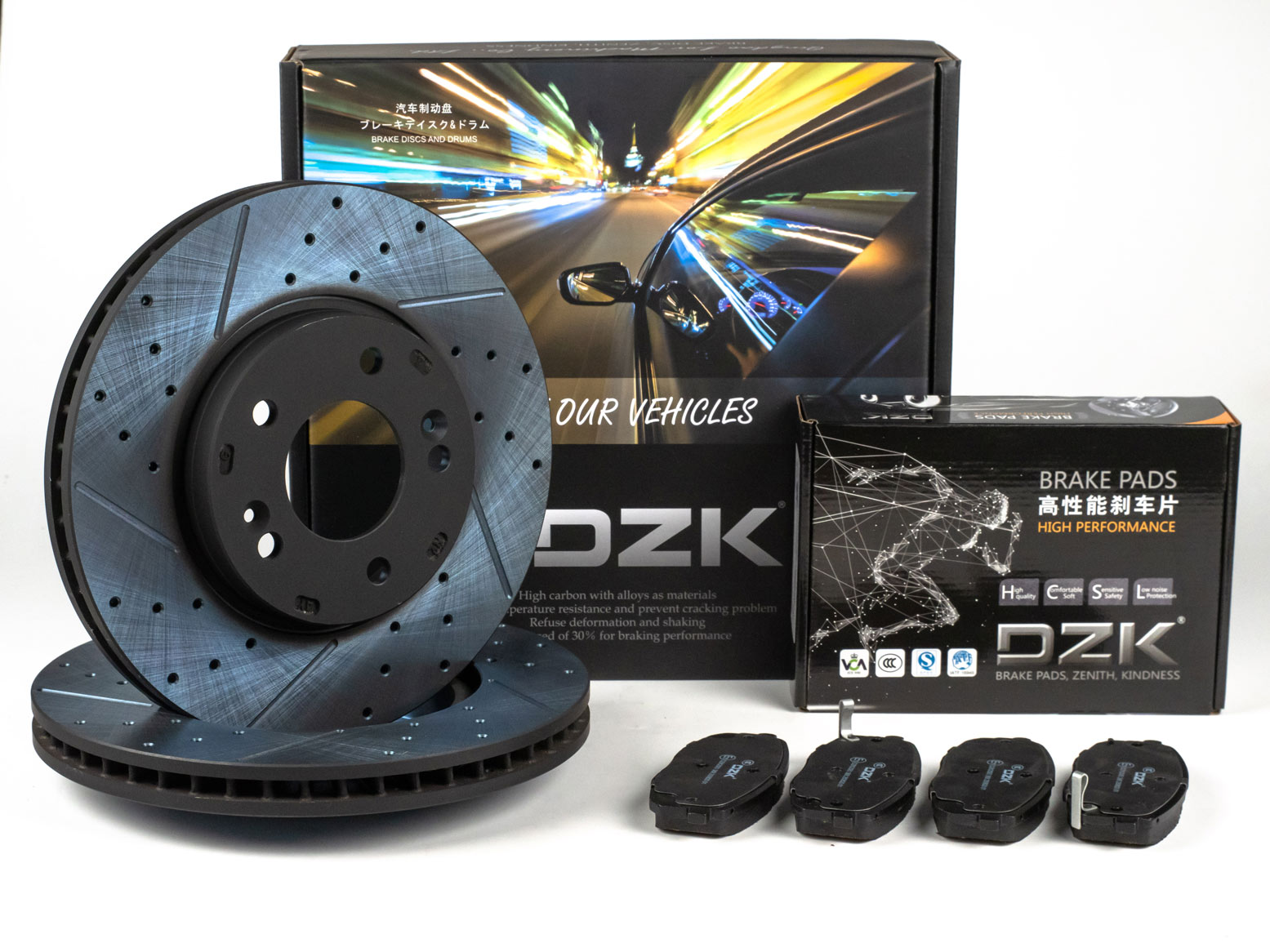 Комплект передних тормозных дисков и колодок DZK для Changan EADOplus GEN 1 2020 - н.в. 1.4 АМТ7 160 FWD