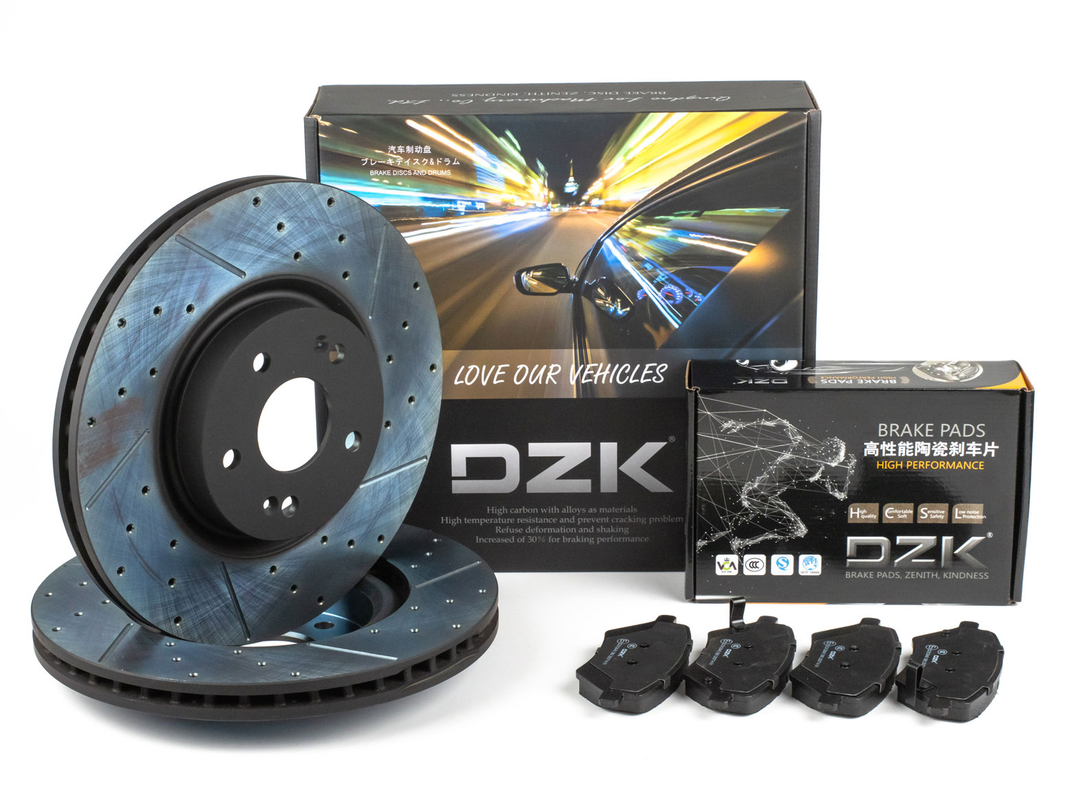 Комплект передних тормозных дисков и колодок DZK для CHERY TIGGO 7 GEN 1 1.5 MT6 152 мех ручник