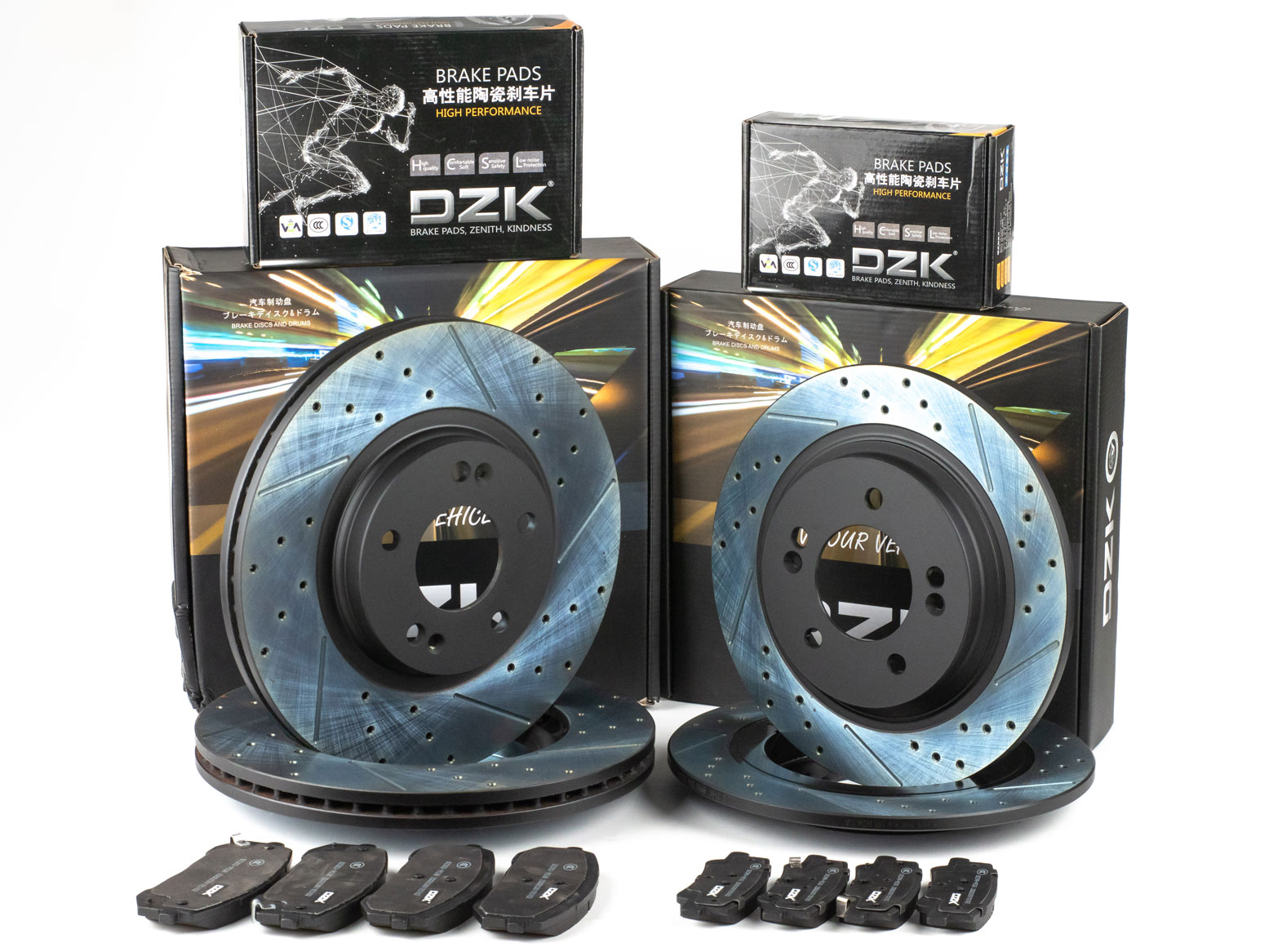 Комплект передних и задних тормозных дисков и колодок для KIA K5 GEN 3 2019 - н.в. 2.0 AT8 160 FWD