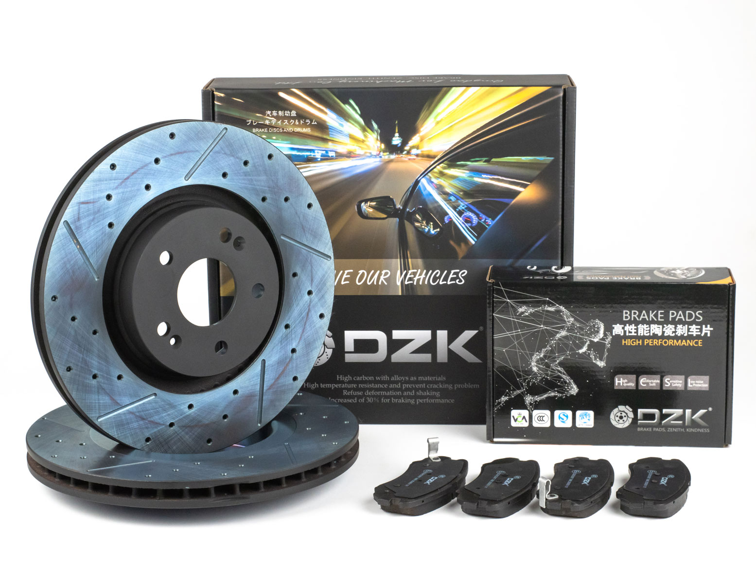 Комплект передних тормозных дисков и колодок DZK для TENET T4 GEN 1 2025-н.в. 1.5 AMT7 147 AWD