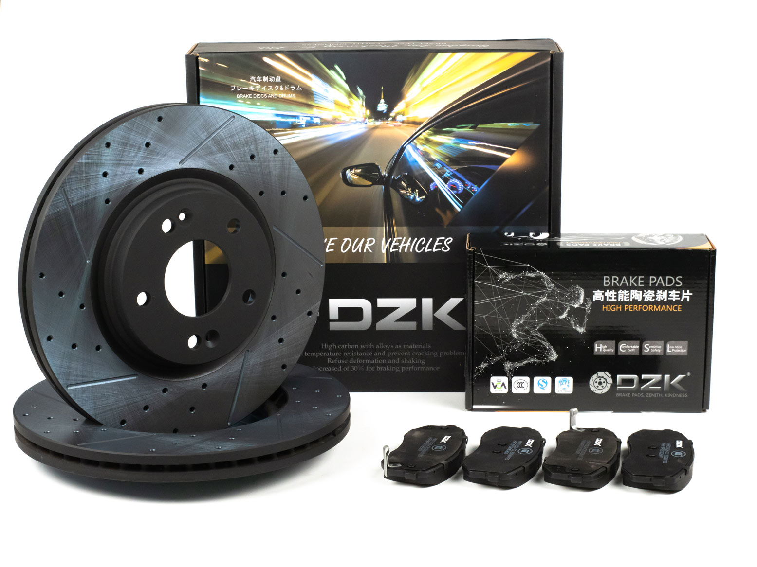 Комплект передних тормозных дисков и колодок DZK для HYUNDAI ELANTRA GEN 6 2015 - 2020