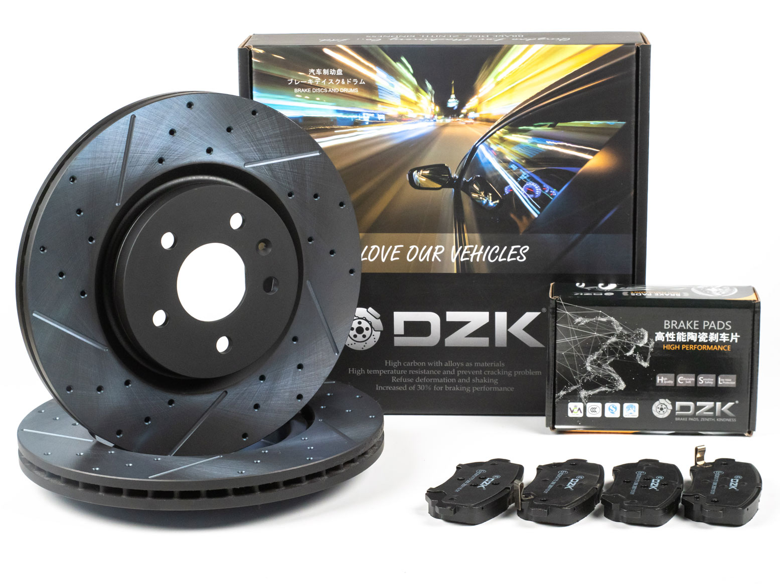 Комплект передних тормозных дисков и колодок DZK для GAC GS3 GEN 1 2024 - н.в. 1.5 AMT7 170 FWD