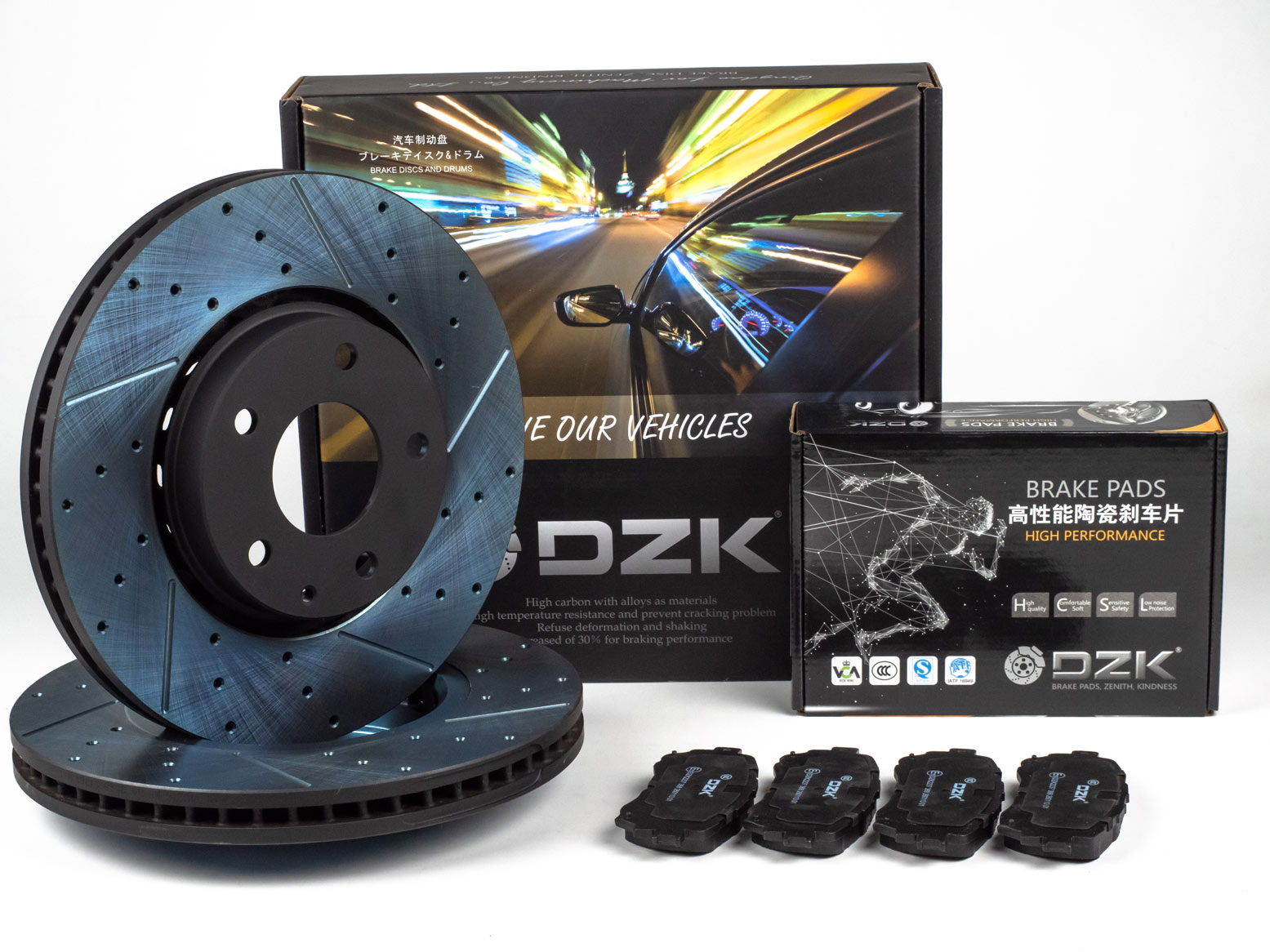 Комплект передних тормозных дисков и колодок DZK для Mazda 6 GEN 3 2015 - 2024 2.0