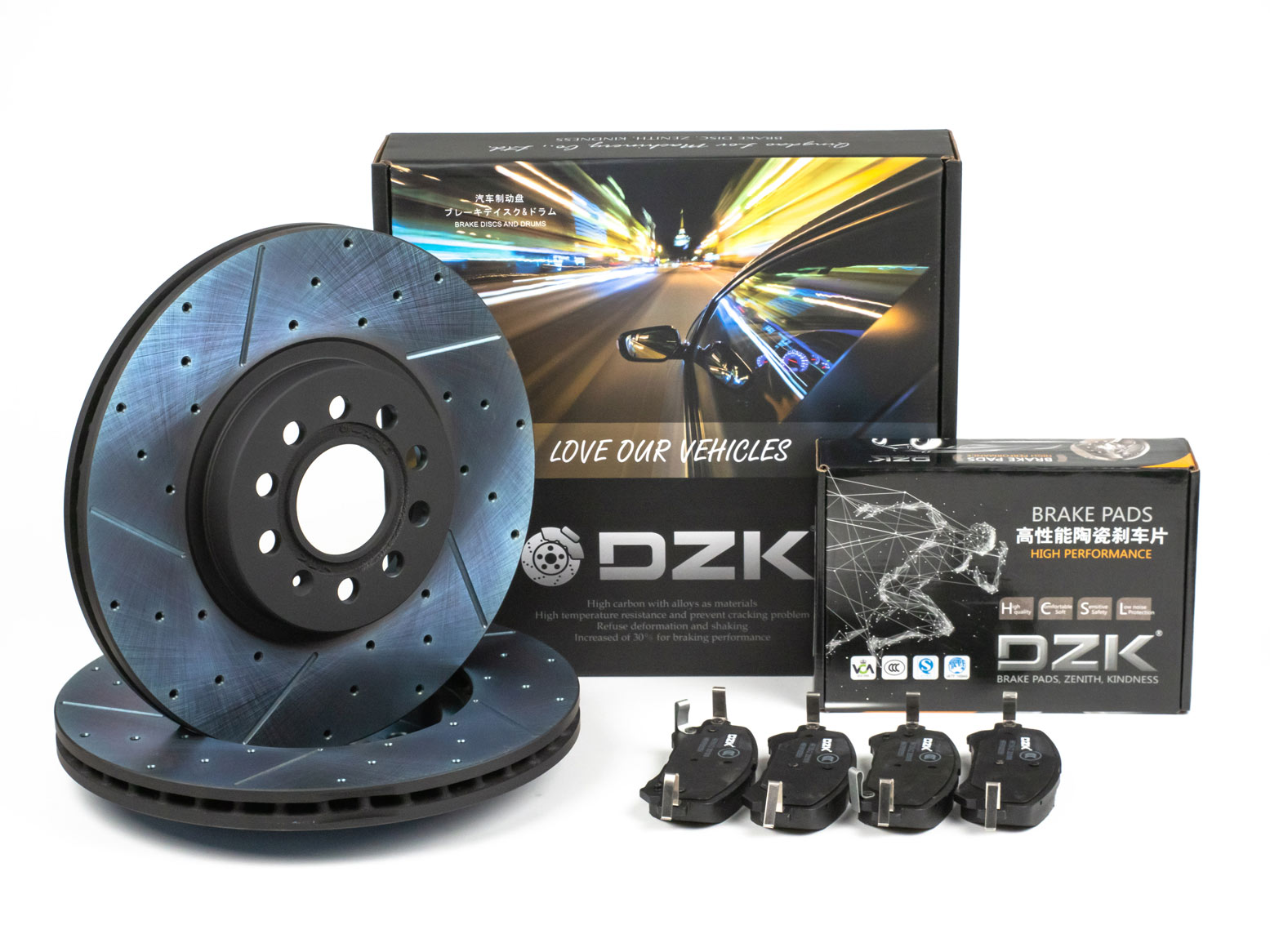 Комплект передних тормозных дисков и колодок DZK для GAC GS5 GEN 1 2020-2024 AMT 137 FWD