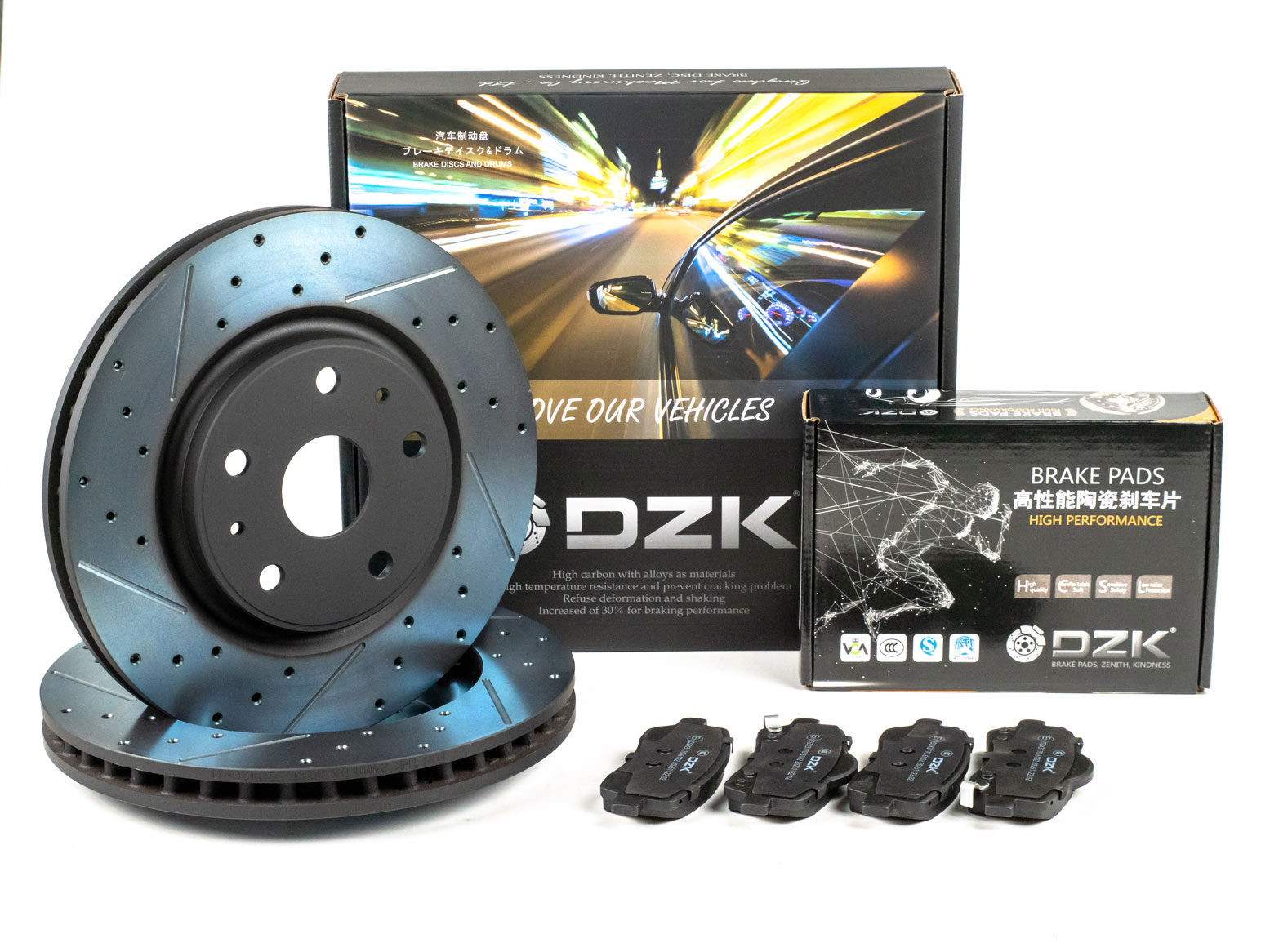 Комплект передних тормозных дисков и колодок DZK для LIVAN S6 PRO GEN 1 2023 - н.в. 1.5T AMT7 147 FWD