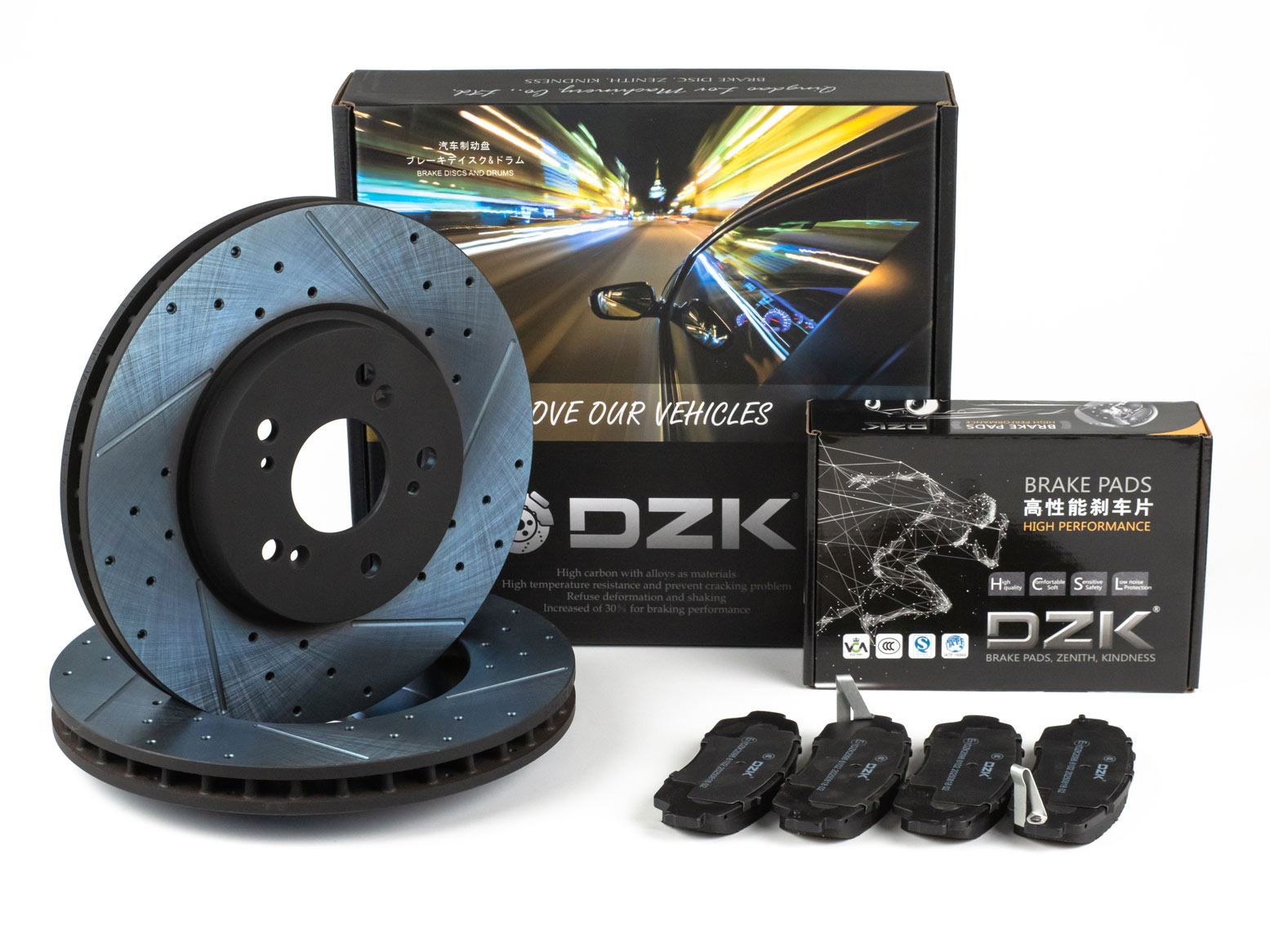 Комплект передних тормозных дисков и колодок DZK для HAVAL M6 GEN 2 2021-н.в. 1.5 AMT7 143 FWD