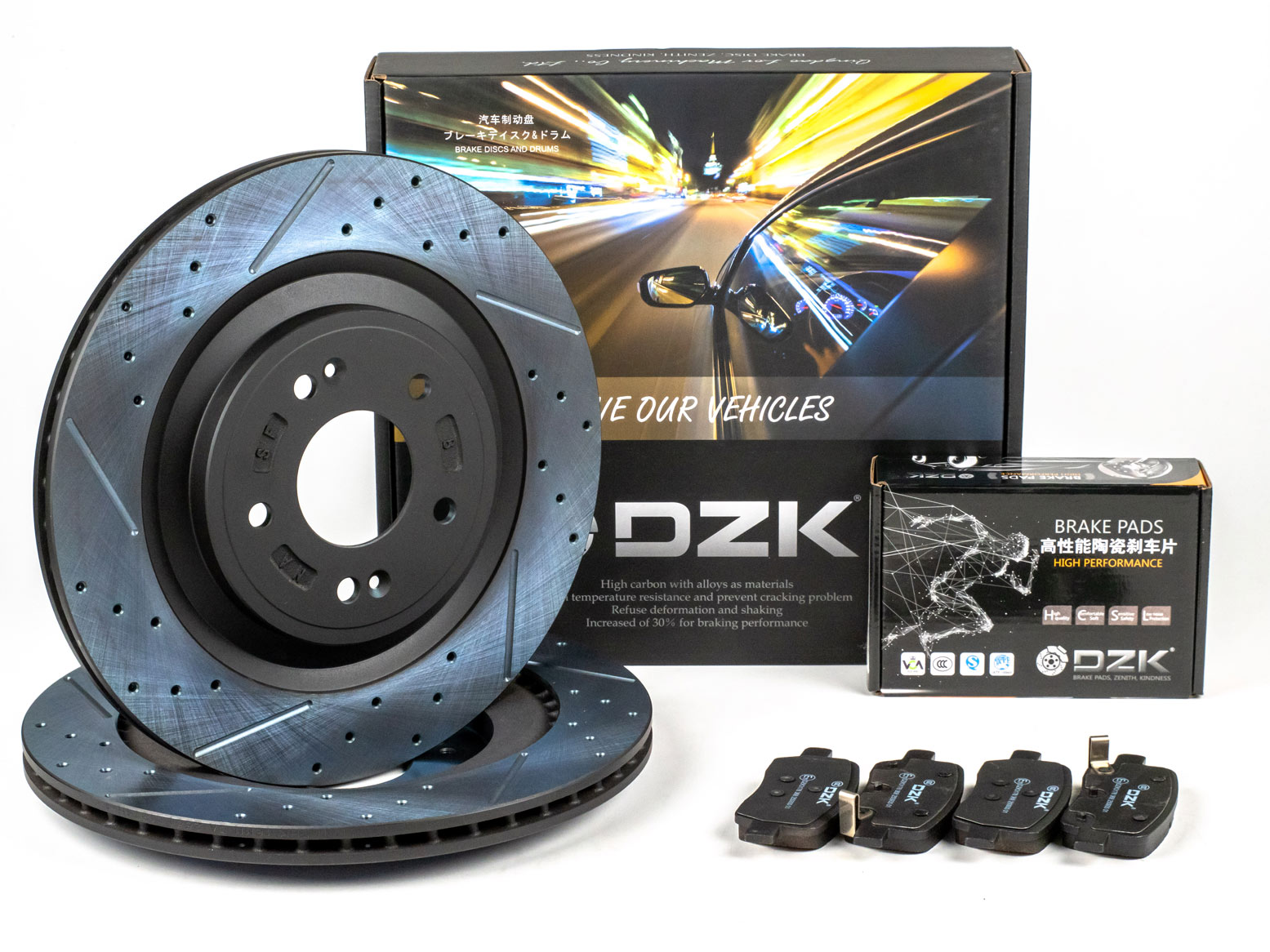 Комплект задних тормозных дисков и колодок DZK для KIA SORENTO GEN 3 2014 - 2022