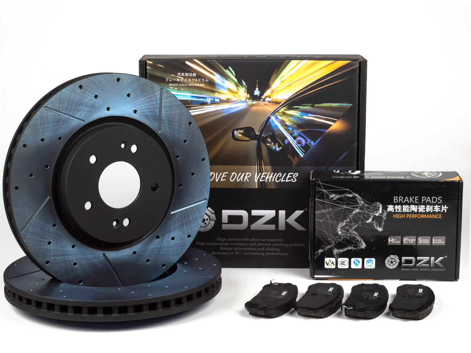 Комплект передних тормозных дисков и колодок DZK для KIA K5 GEN 3 2019 - н.в. 2.5 AT8 191 FWD