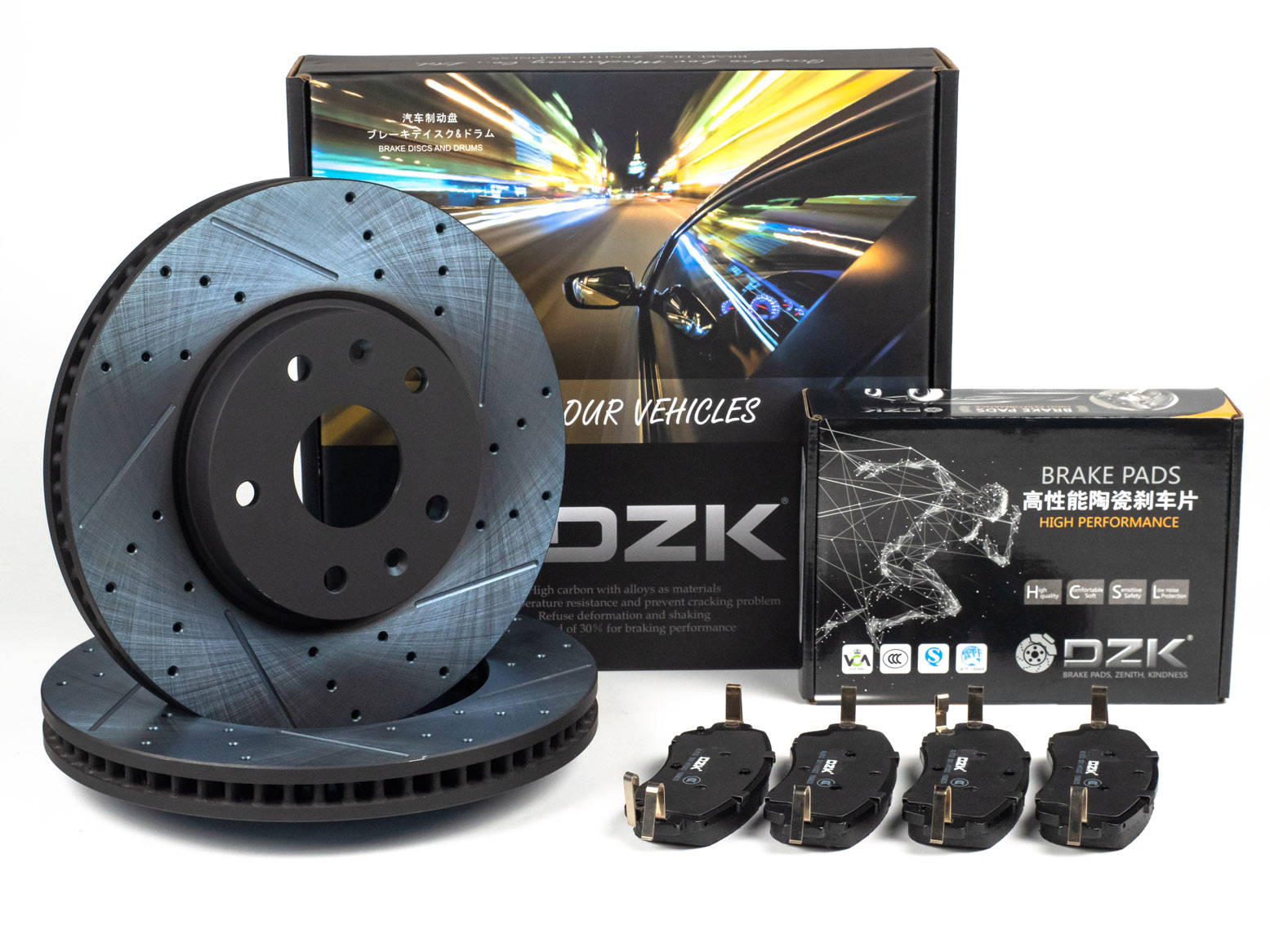 Комплект передних тормозных дисков и колодок DZK для Changan CS75 Plus GEN 2 REST 2021 - 2024 1.5T 181 FWD