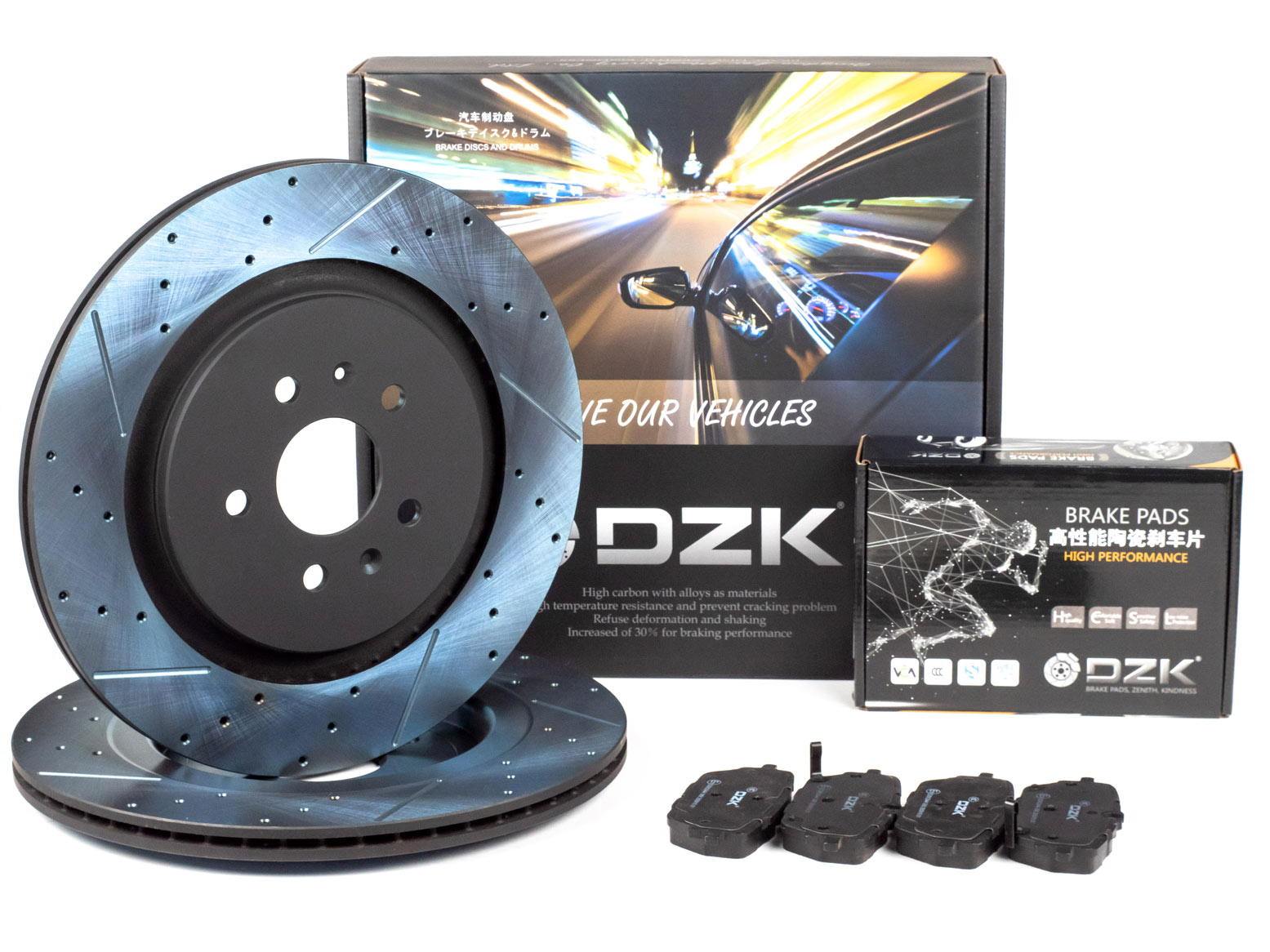 Комплект задних тормозных дисков и колодок DZK для AITO M5 GEN 1 2022 - н.в.