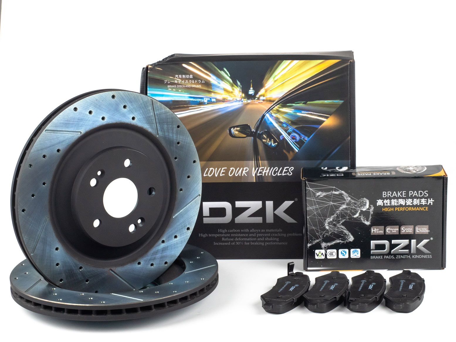 Комплект передних тормозных дисков и колодок DZK для JETOUR DASHING SPORT GEN 1 2022-н.в. 1.6T AT8 186 AWD