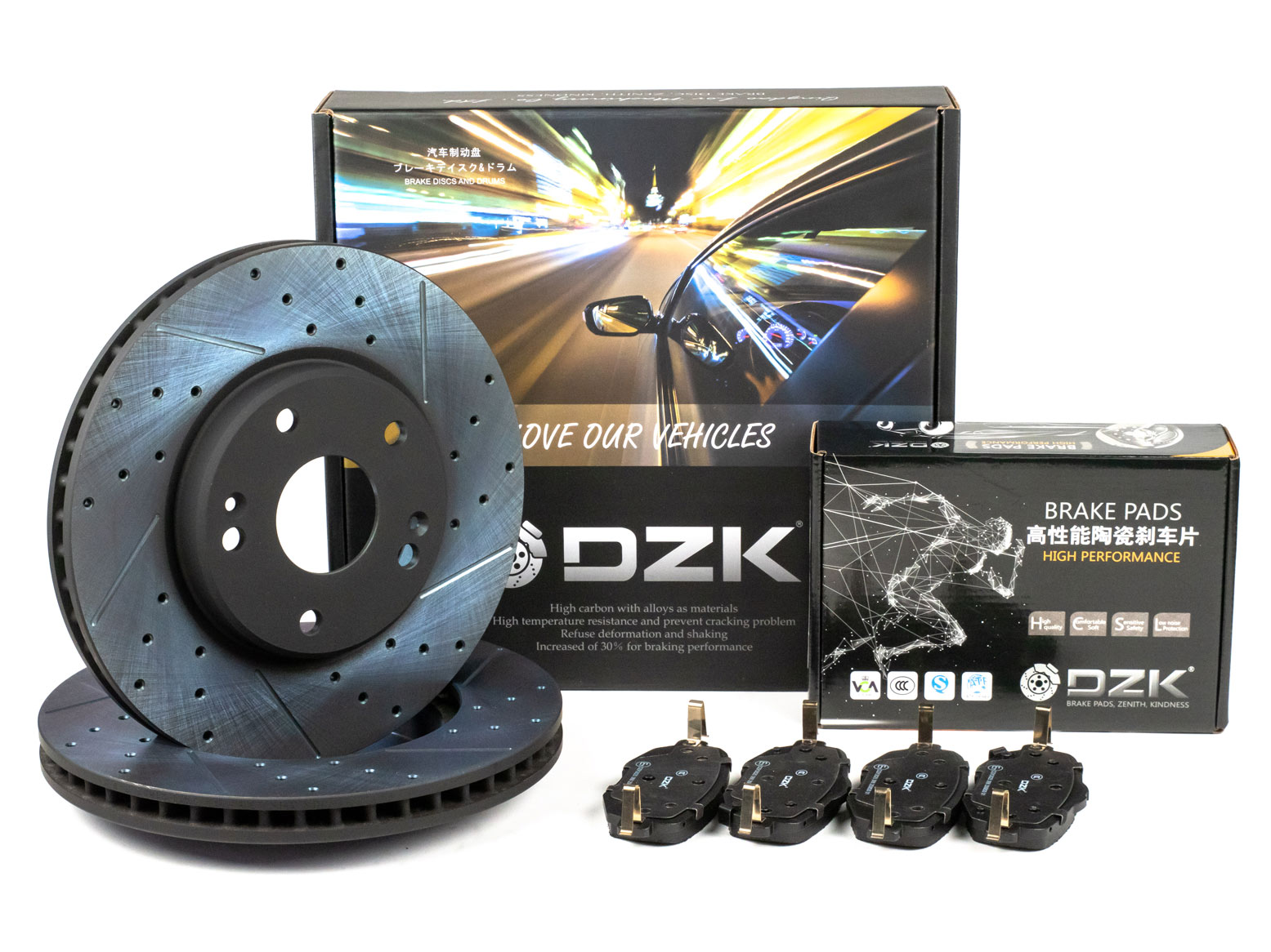 Комплект передних тормозных дисков и колодок DZK для Changan Lamore GEN 1 2023 - н.в. 1.5 AMT7 181 FWD