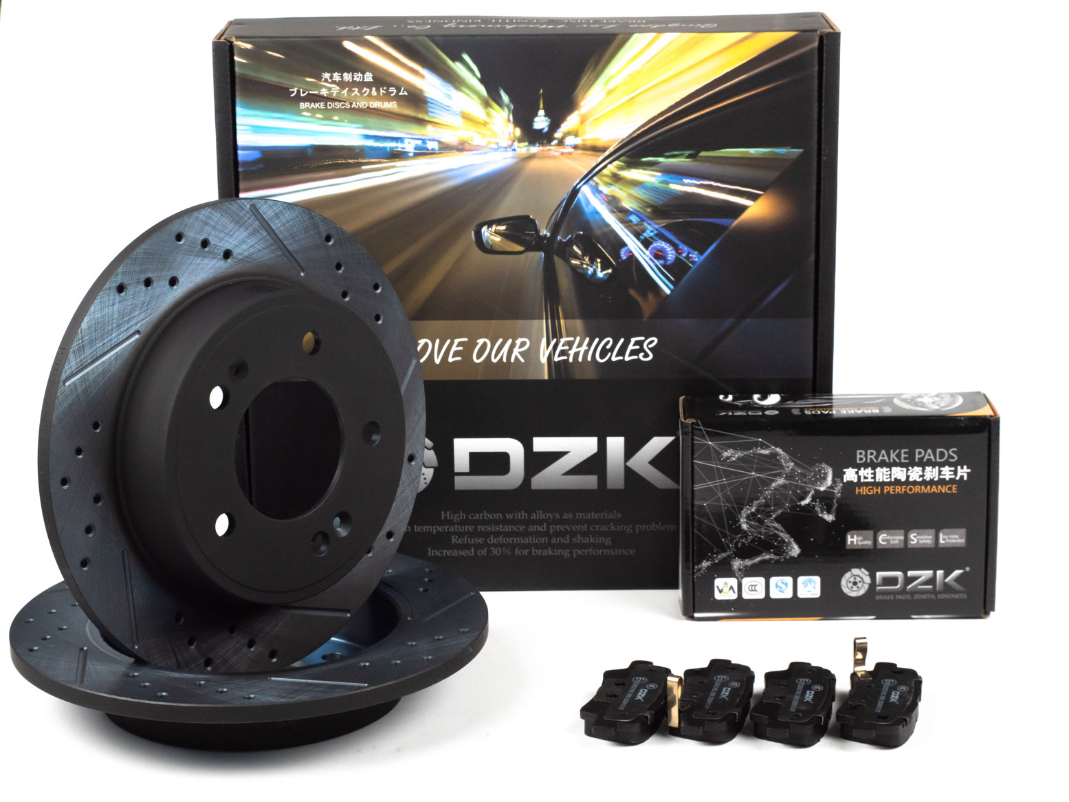 Комплект задних тормозных дисков и колодок DZK для HYUNDAI ELANTRA GEN 6 2015 - 2020