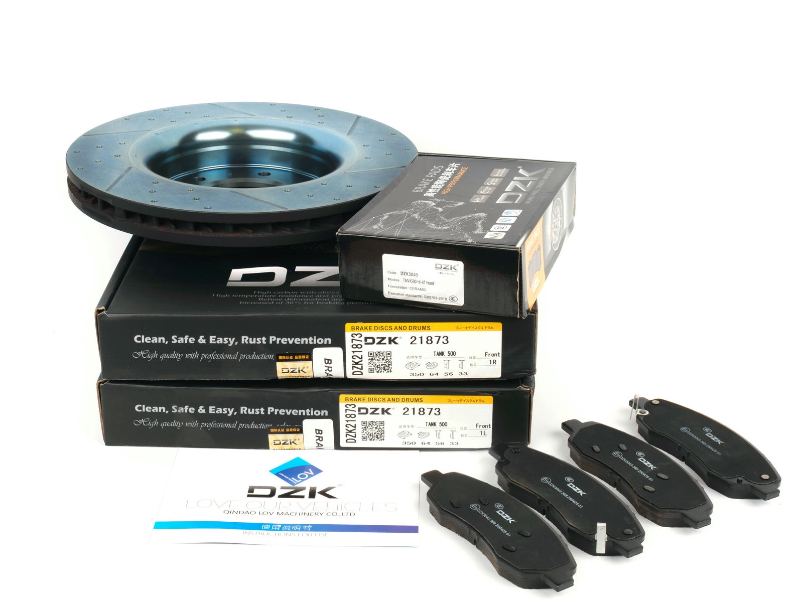 Комплект передних тормозных дисков и колодок DZK для TANK 500 GEN 1 2021-н.в. 3.0 AT9 299 AWD