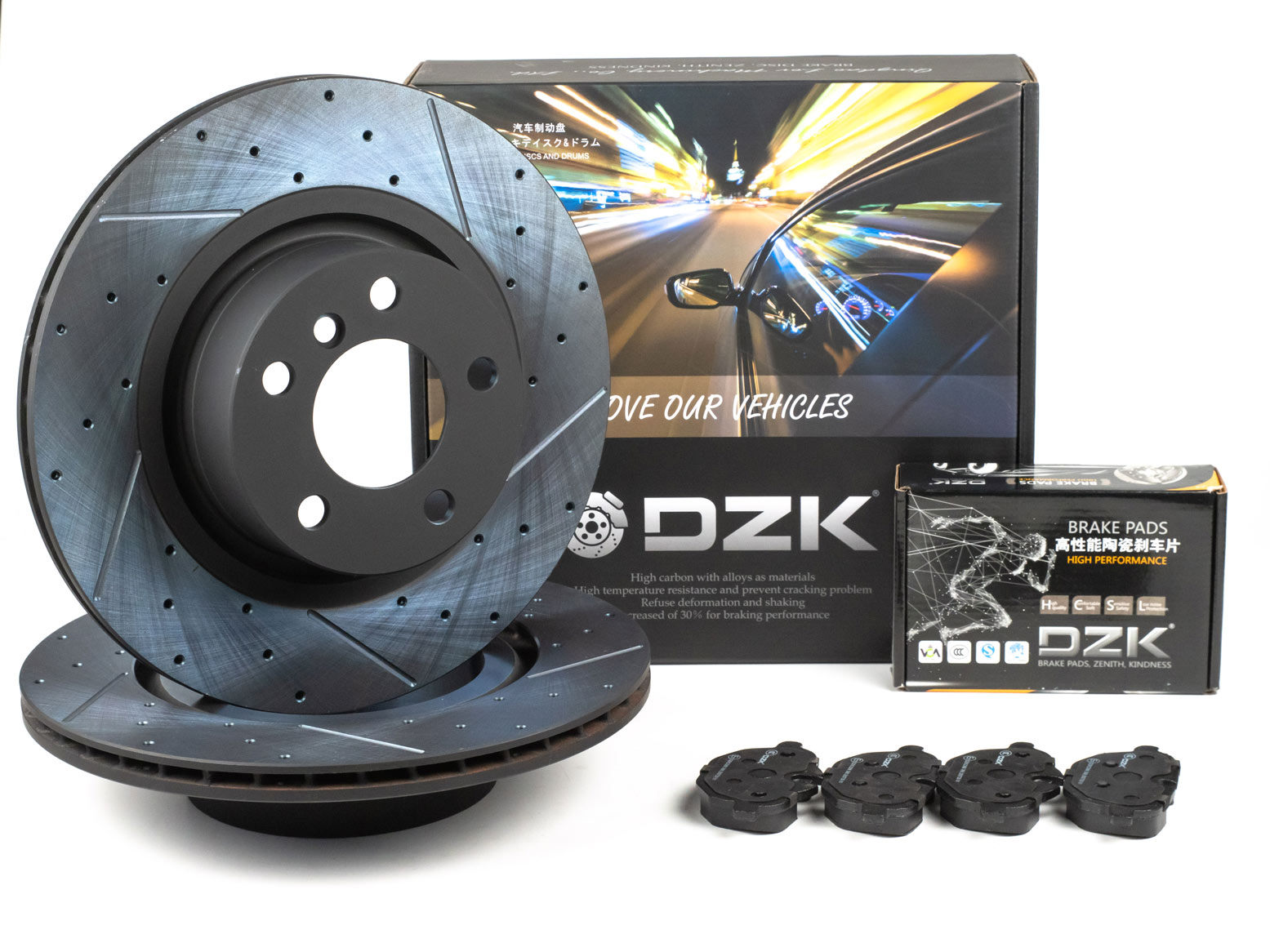 Комплект задних тормозных дисков и колодок DZK для BMW X3 (F25) 2010 - 2017