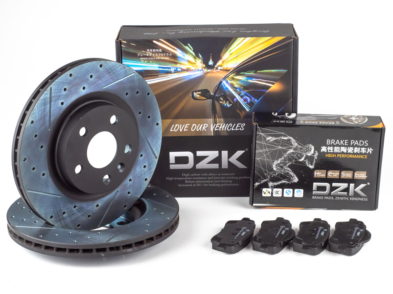 Комплект передних тормозных дисков и колодок DZK для GEELY PREFACE GEN 1 2024 - н.в.