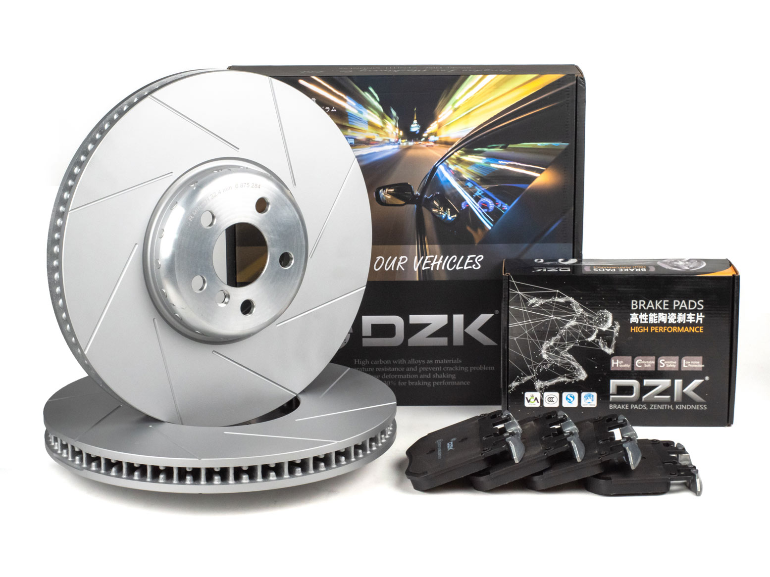 Комплект передних тормозных дисков и колодок DZK для BMW 5 (G30/F90) 2017 - 2024