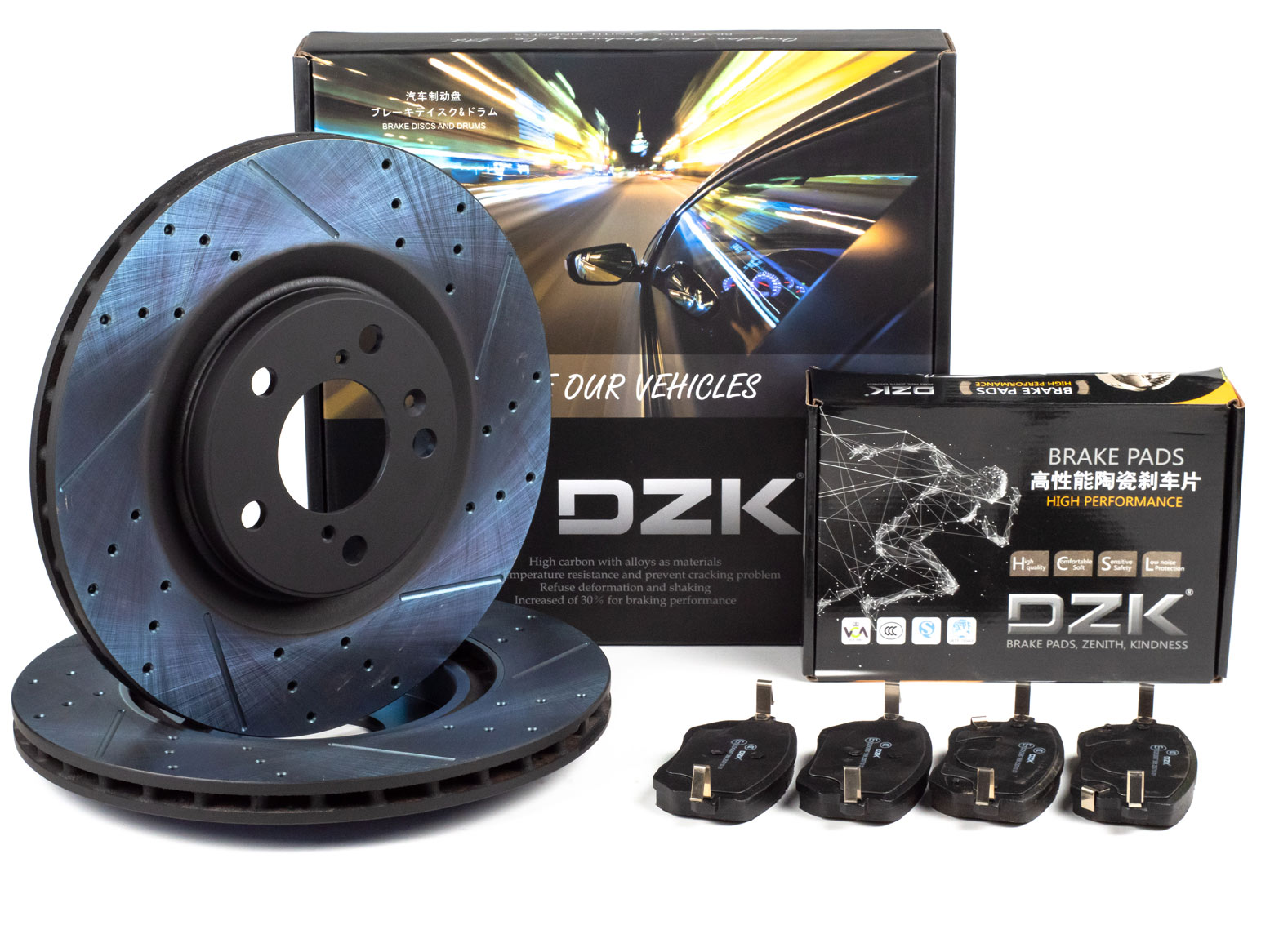 Комплект передних тормозных дисков и колодок DZK для HAVAL H3 GEN 1 2024-н.в. 1.5 АМТ7 143 2WD
