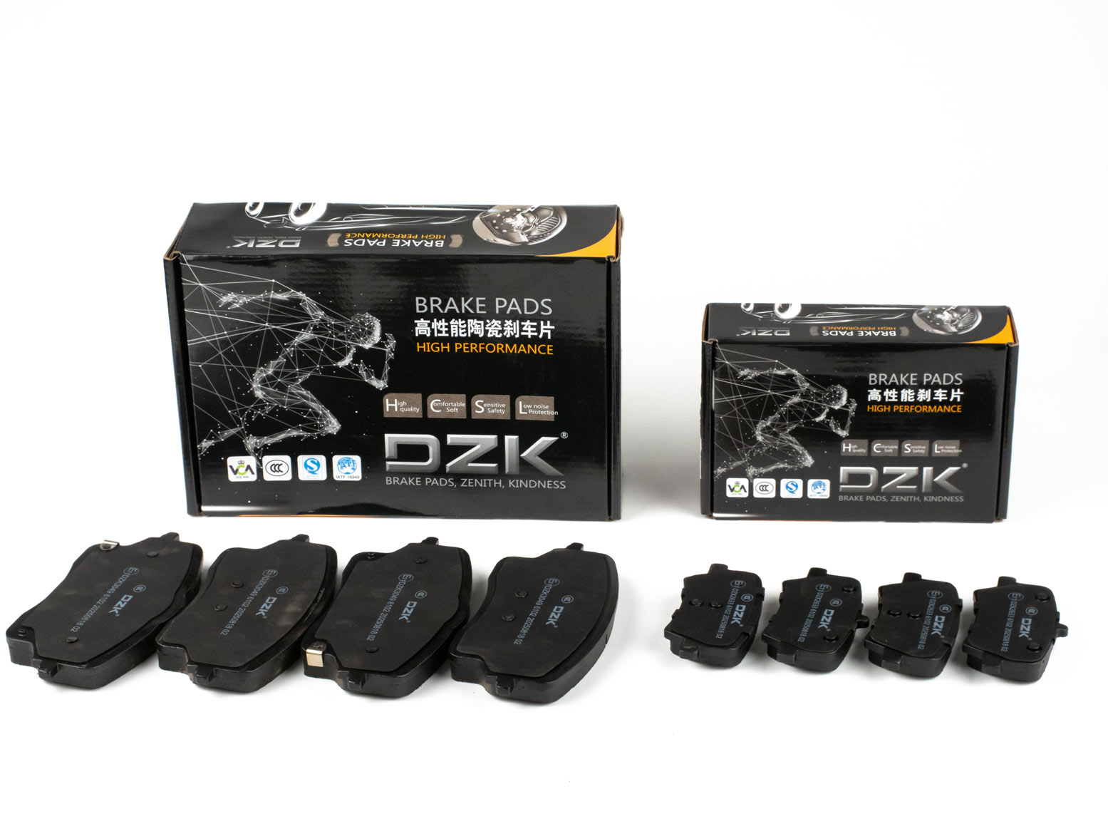 Комплект передних и задних тормозных колодок DZK для GELLY MONJARO GEN 1 2021-2025 2.0 AT8 238 AWD