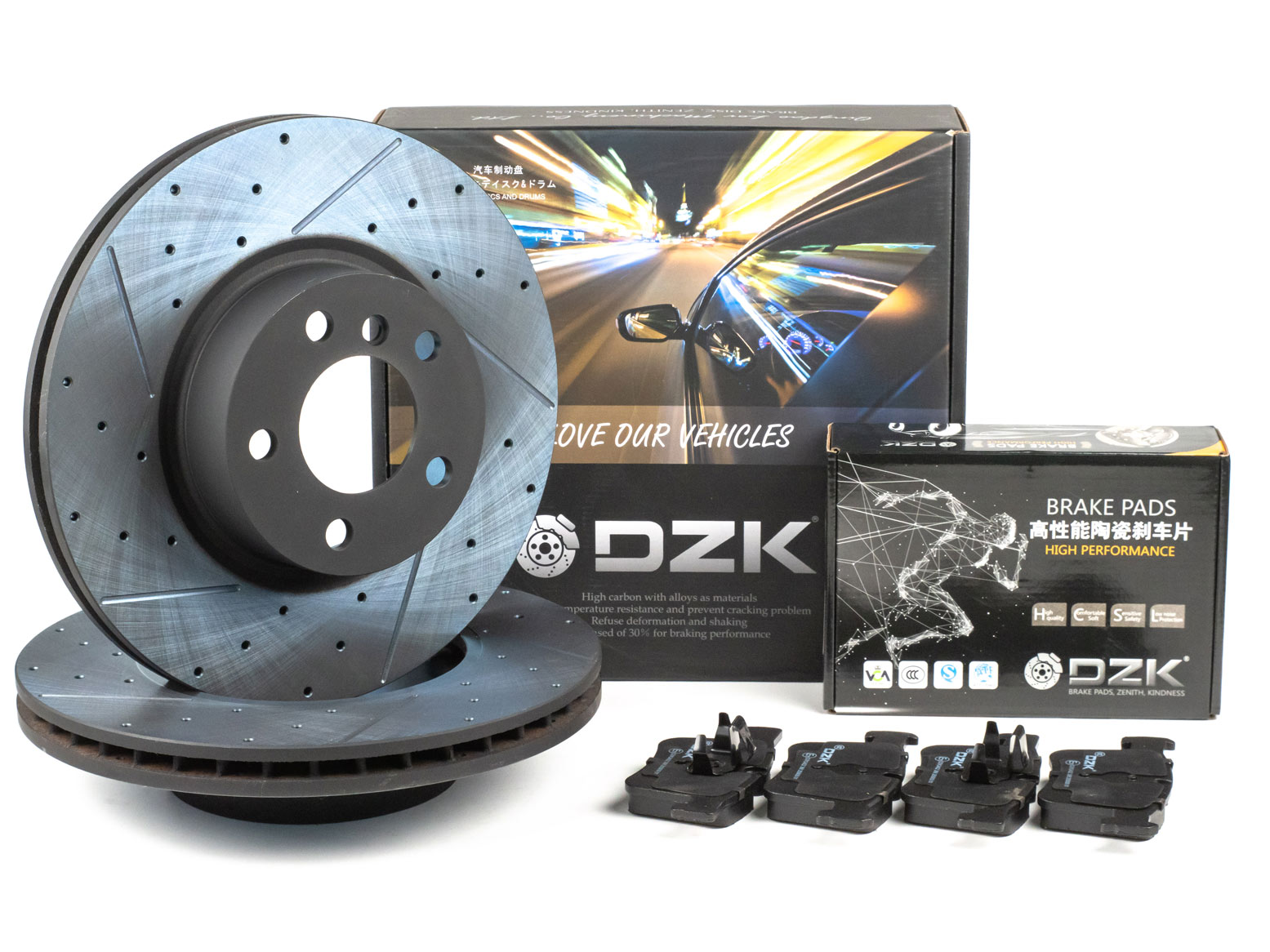 Комплект передних тормозных дисков и колодок DZK для BMW X3 (F25) 2010 - 2017